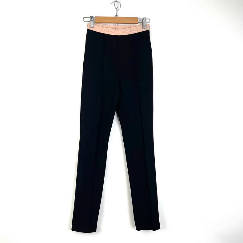 Gucci Gucci Size xs Black and pink elastic waist bottom slim trou Size 42" / US 20 - 1 Thumbnail