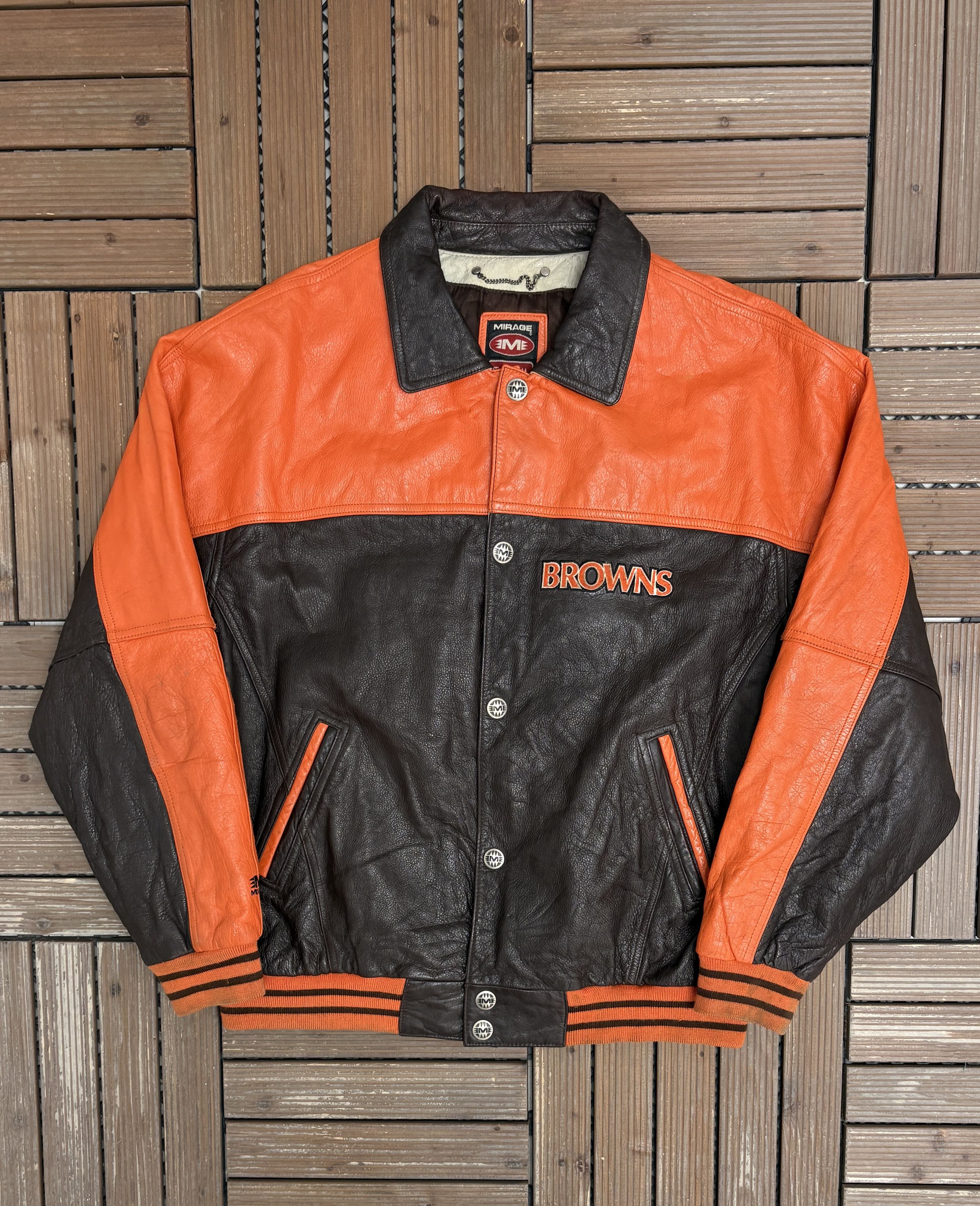 Vintage Cleveland Browns Stitched Vintage Brown Leather Jacket Size US XL / EU 56 / 4 - 1 Thumbnail