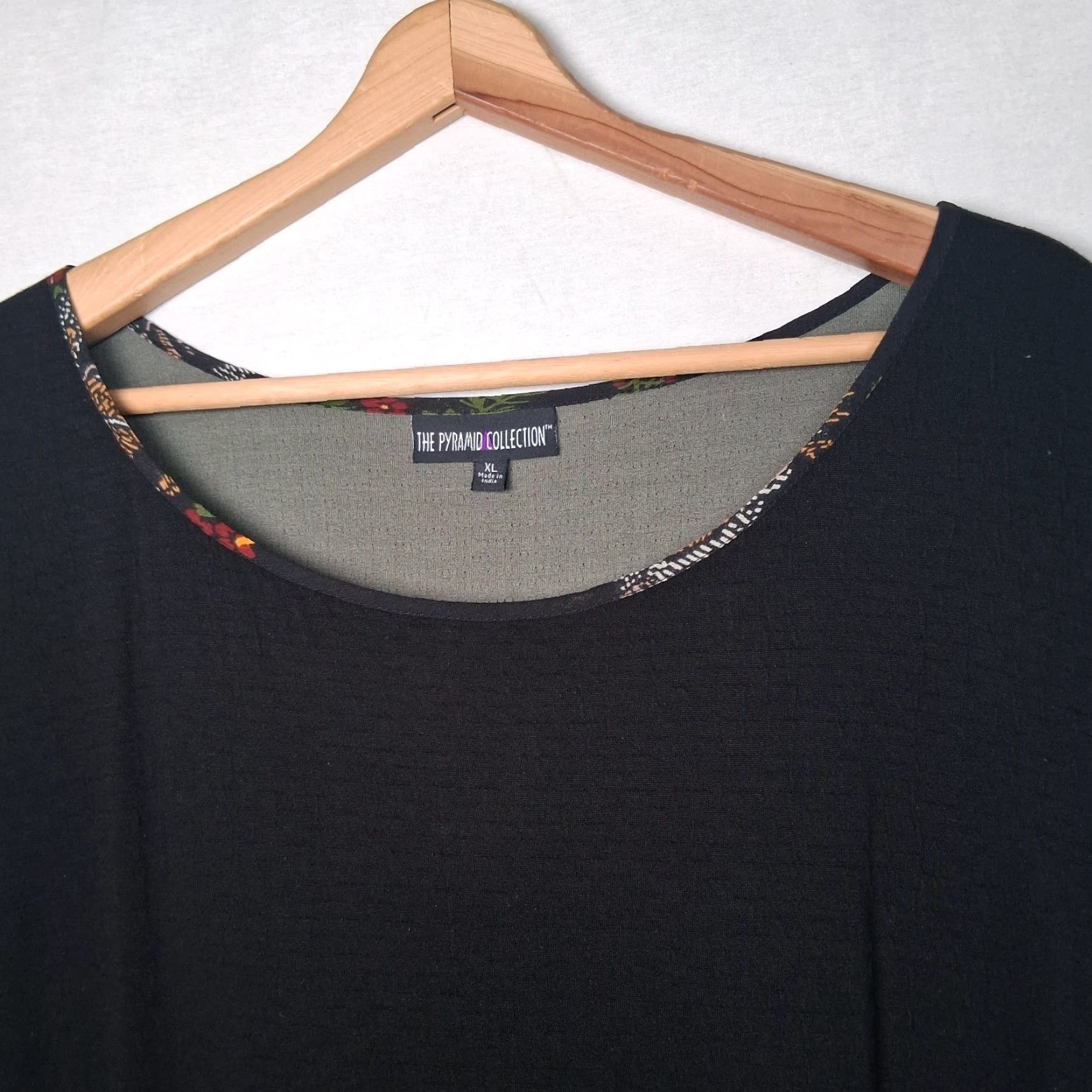 Vintage Pyramid Collection Dress XL Black Knit Sheer Floral Long Slv Whimsigoth Witchy Women Size XL / US 12-14 / IT 48-50 - 4 Thumbnail