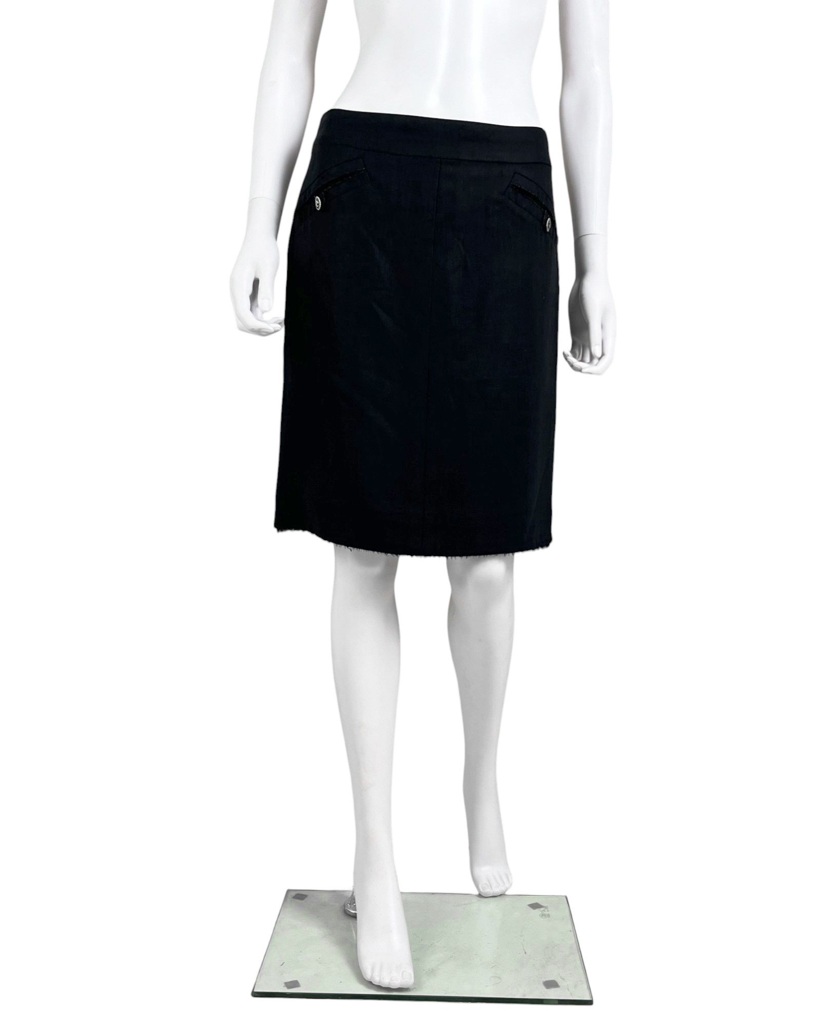 Chanel by Karl Lagerfield S/S 2003 Black Midi Skirt Size 27" / US 4 / IT 40 - 1 Thumbnail