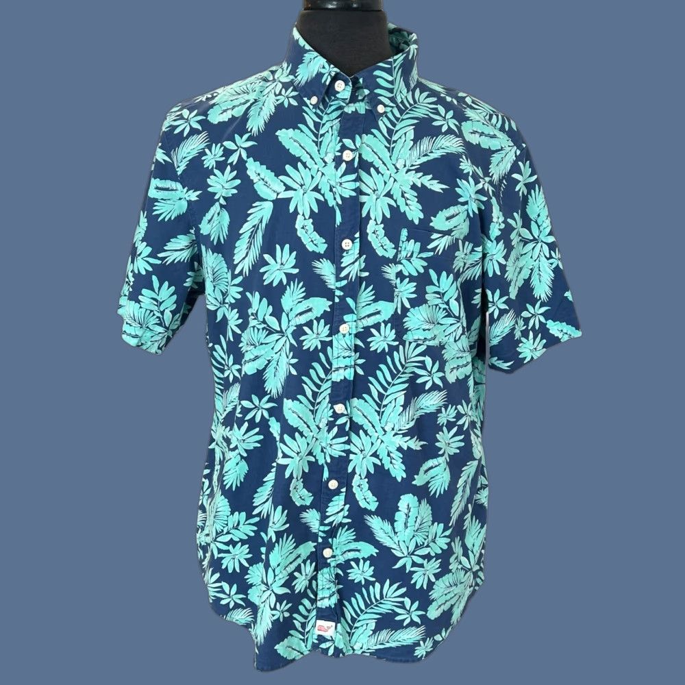 Vineyard Vines Vineyard Vines Murray Hawaiian Shirt Slim Fit Mens Large Blue Floral Tropical Slimming Shirt Button-Up Short Sleeve Size US L / EU 52-54 / 3 - 1 Thumbnail