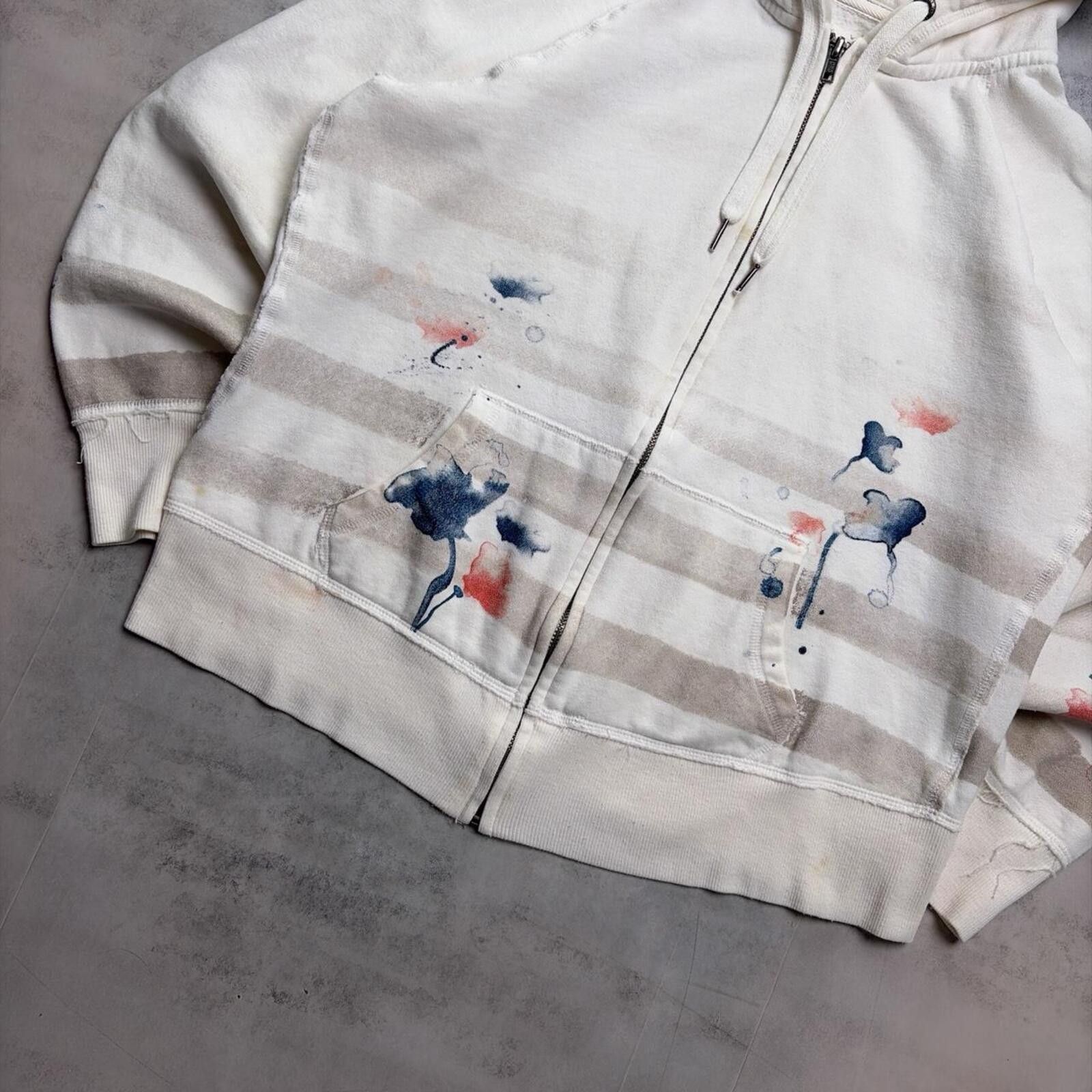 Other Y2K White GRG Grunge Floral Gothic Skater Zip Up Hoodie Size M / US 6-8 / IT 42-44 - 4 Thumbnail