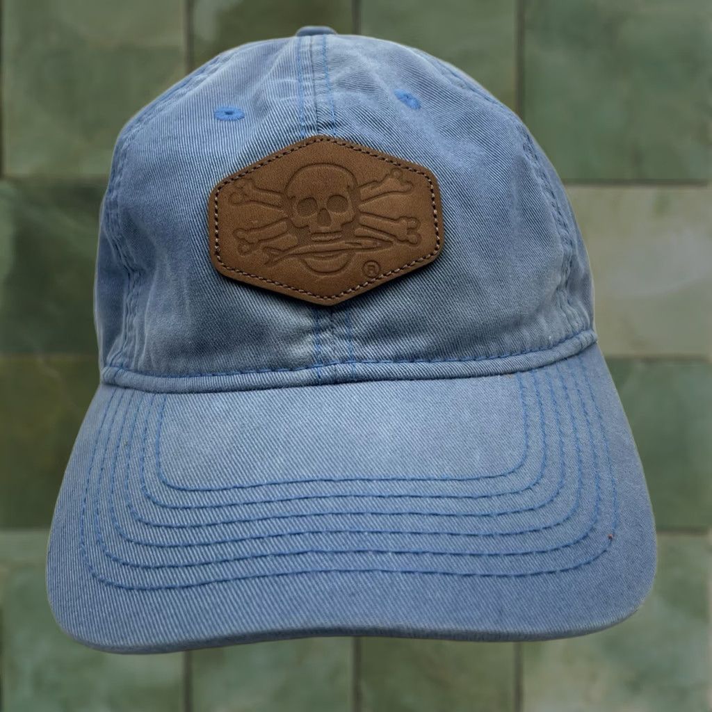 Bones Calcutta Baseball Hat Mens Blue Fishing Skull Bones Leather Patch Dad Strapback Size ONE SIZE - 1 Thumbnail