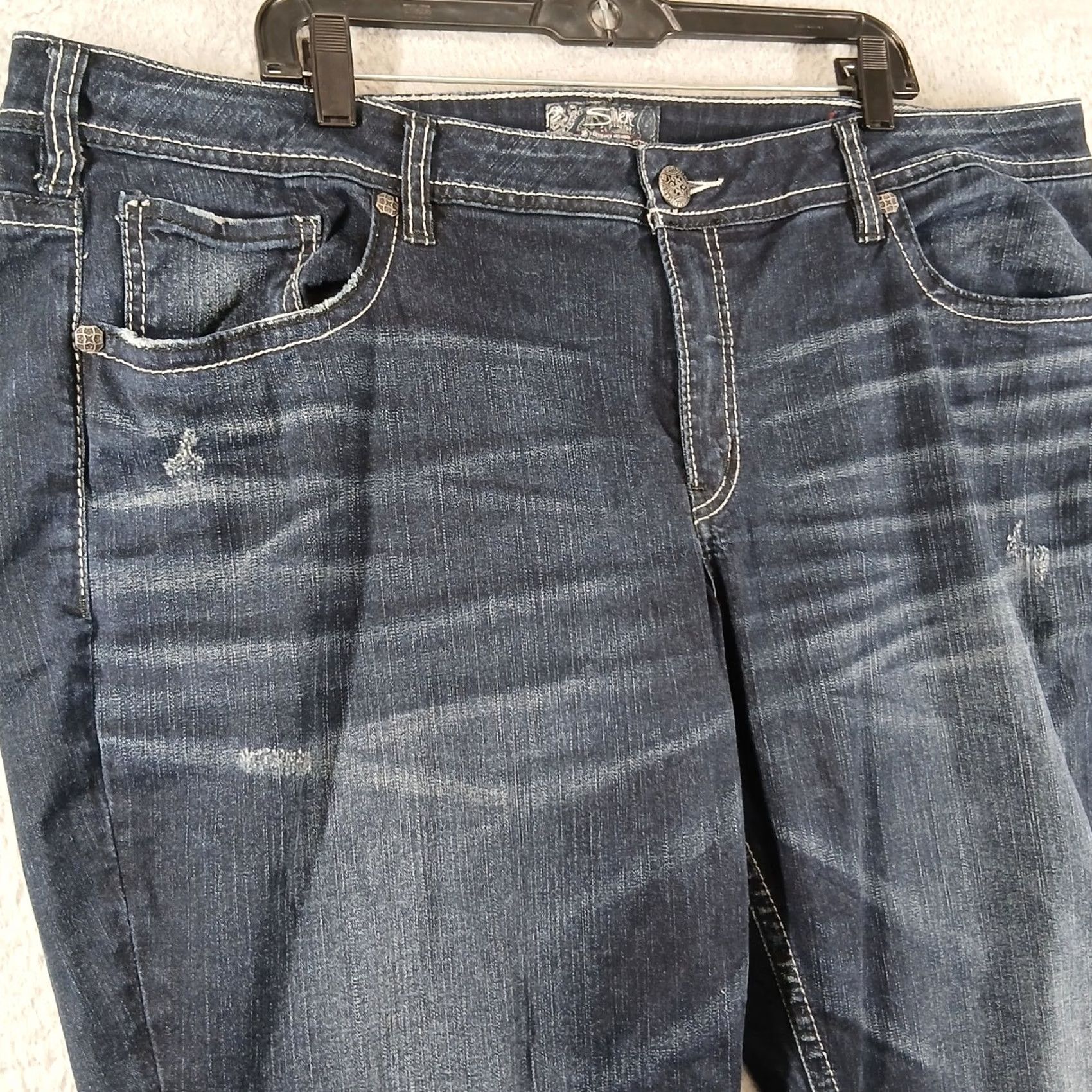 Silver Jeans Co. Silver Jeans Co. Boyfriend Jeans Dark Wash Denim Distressed Size W22/L29 Fluid Size 40" / US 18 - 6 Thumbnail