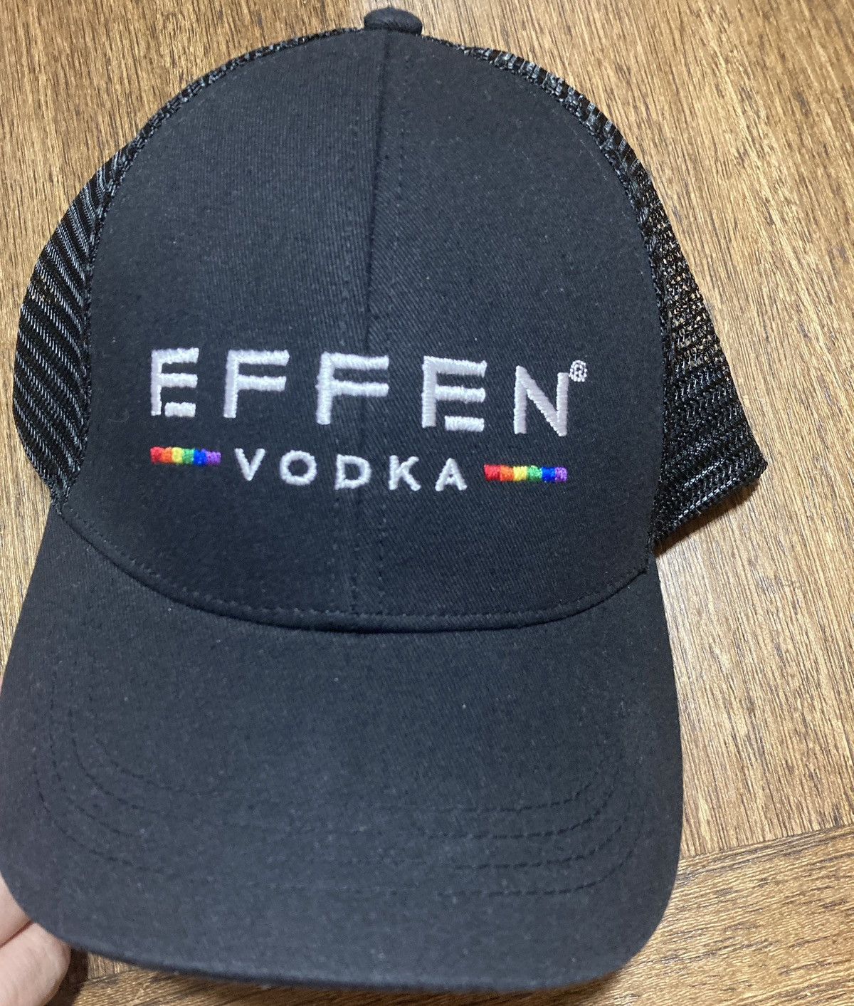 Vintage Effen Vodka Trucker Mesh cap Hat Black Spell Out Size ONE SIZE - 1 Thumbnail