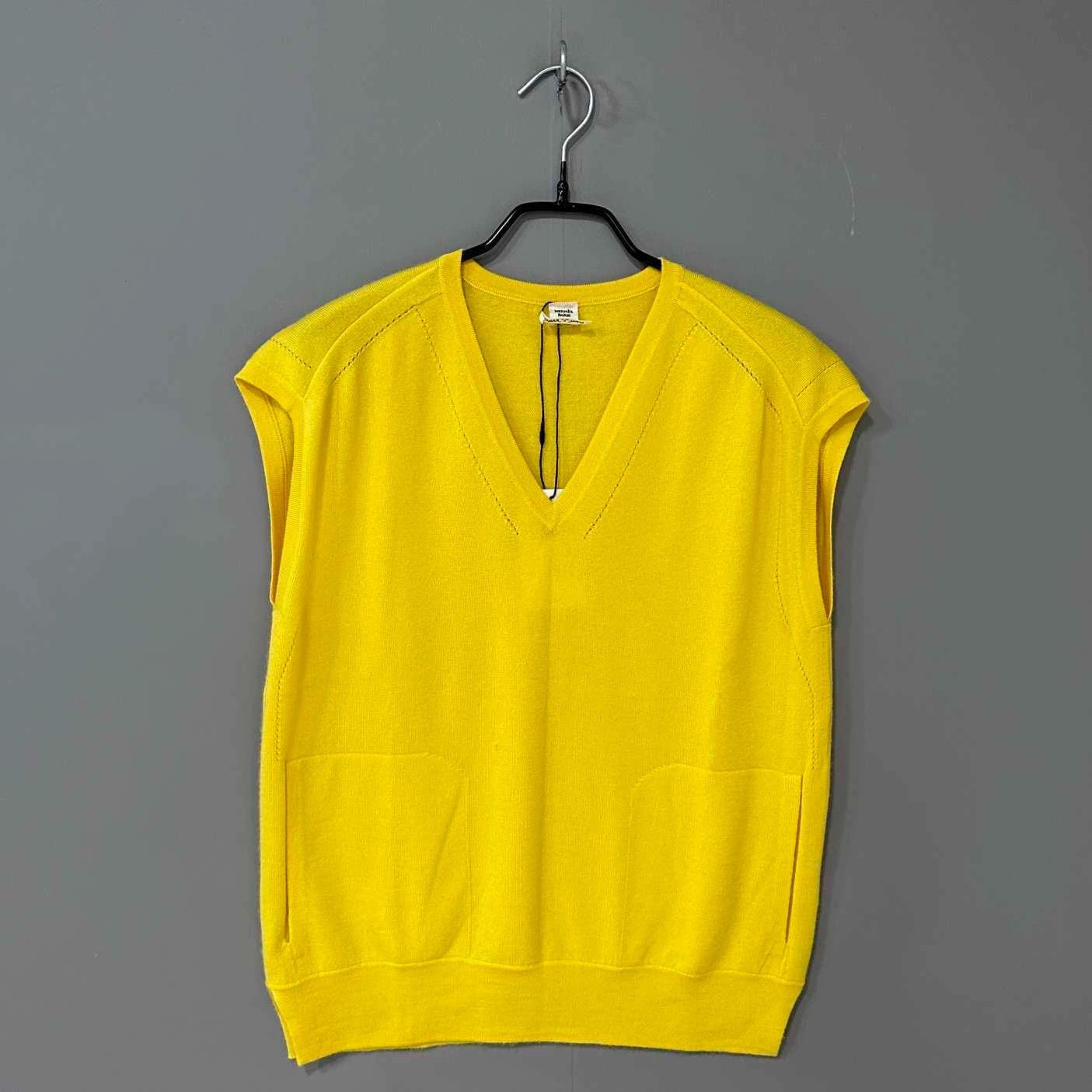 Hermes Yellow Sleeveless Cashmere Sweater - dmc