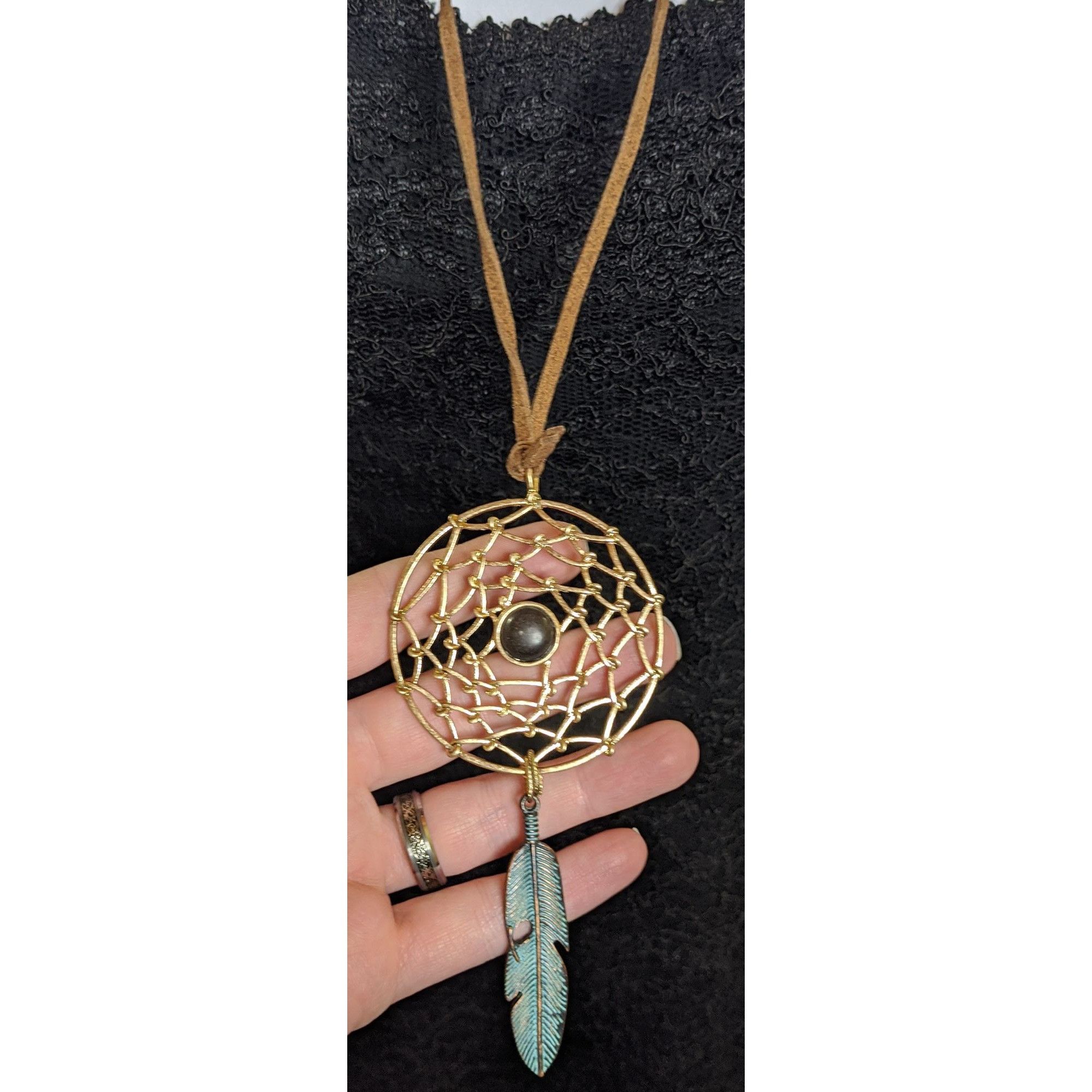 Other Bohemian Dreamcatcher Pendant Necklace With Faux Suede Cord Size ONE SIZE - 2 Thumbnail
