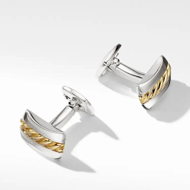David Yurman C0F516 Size: 9 /Cable Cufflinks in Silver/Golden Size ONE SIZE - 2 Thumbnail