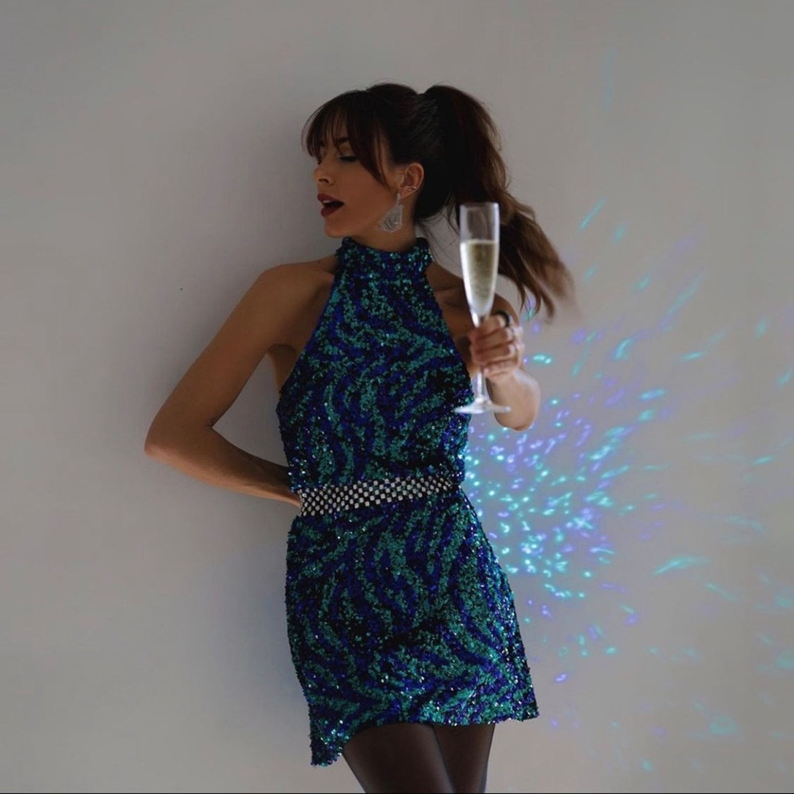 Zara ZARA BLOGGER FAVORITE SEQUIN HALTER DRESS Size XS / US 0-2 / IT 36-38 - 4 Thumbnail