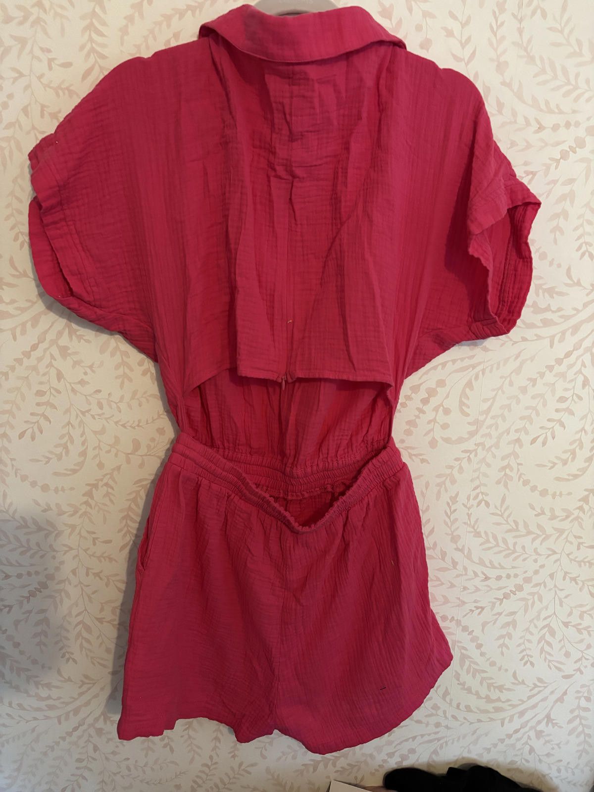 Other Cupshe Pink Romper Drawstring Waist Collar Open Back Size 30" / US 8 / IT 44 - 5 Thumbnail