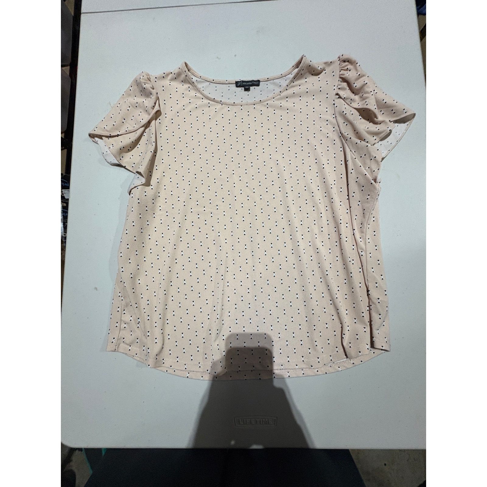 Adrianna Papell Adrianna Papell Women’s XL Blush Pink Polka Dot Blouse Size XL / US 12-14 / IT 48-50 - 2 Thumbnail