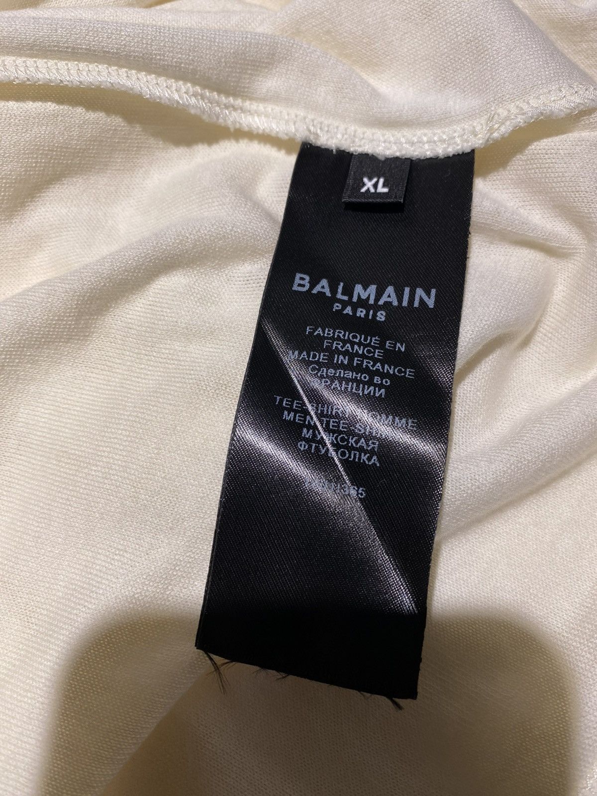 Balmain Balmain Cream White Velvet Logo Tee Size US XL / EU 56 / 4 - 7 Thumbnail