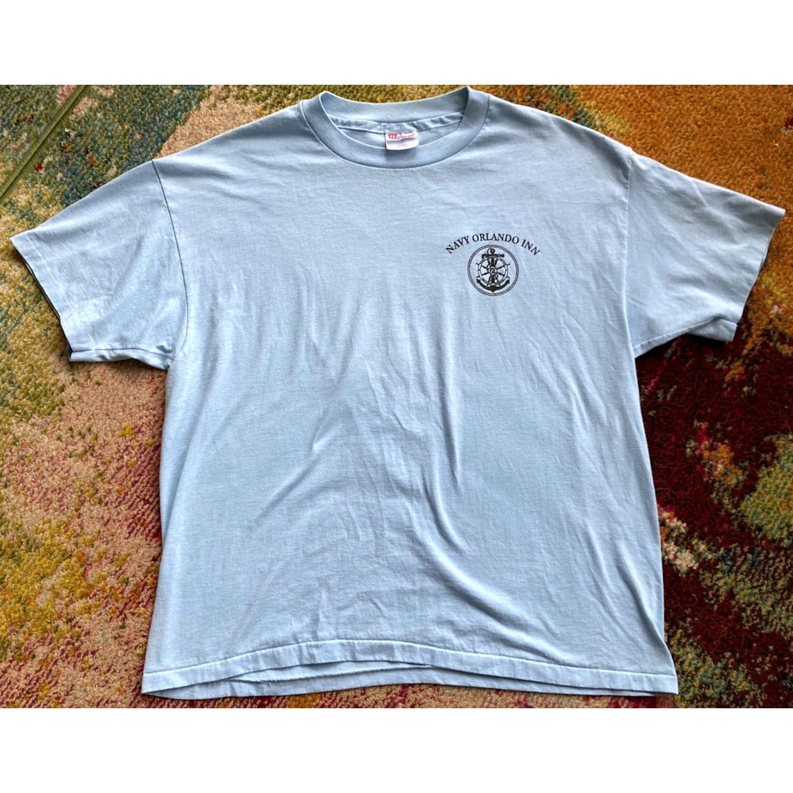 Hanes VINTAGE Hanes T-Shirt Navy 80s 90s US Military Naval Training Center Orlando Mens XL Blue Short Sleeve Men XS? Size US XL / EU 56 / 4 - 3 Thumbnail