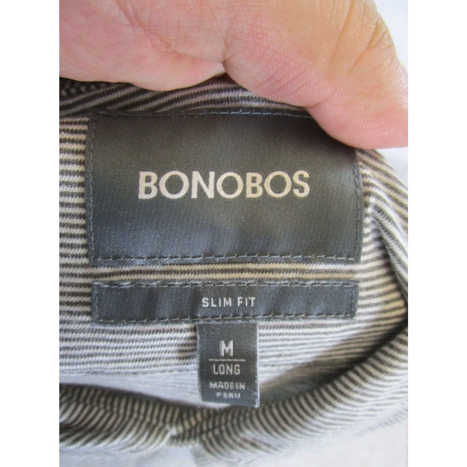 Bonobos BONOBOS Slim Button-Up Shirt Mens Medium Gray Cotton Stretch Long Sleeve Striped Size US M / EU 48-50 / 2 - 6 Thumbnail