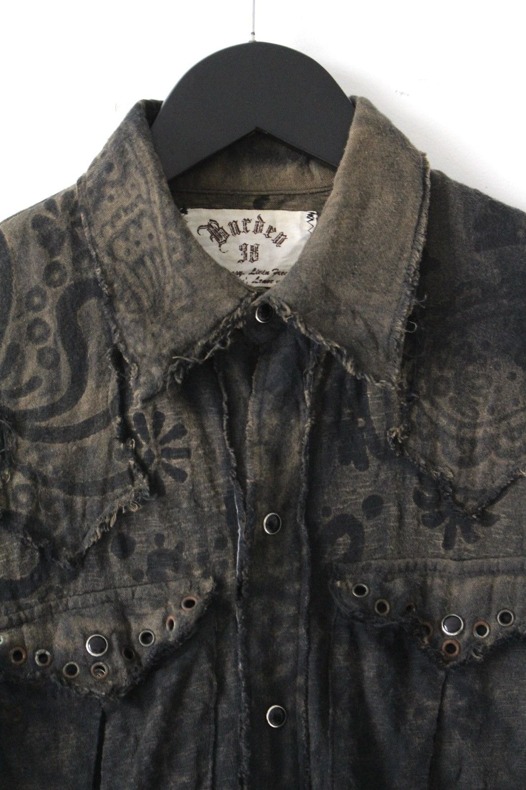 If Six Was Nine 2000S BURDEN GRUNGE FADE-DYE GROMMET POCKETS SHIRT Size US S / EU 44-46 / 1 - 3 Thumbnail