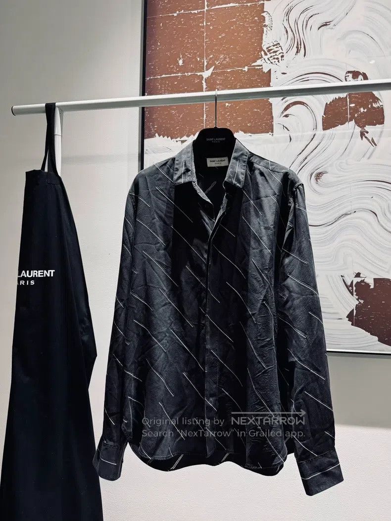Saint Laurent Paris Mulberry Silk Striped Shirt