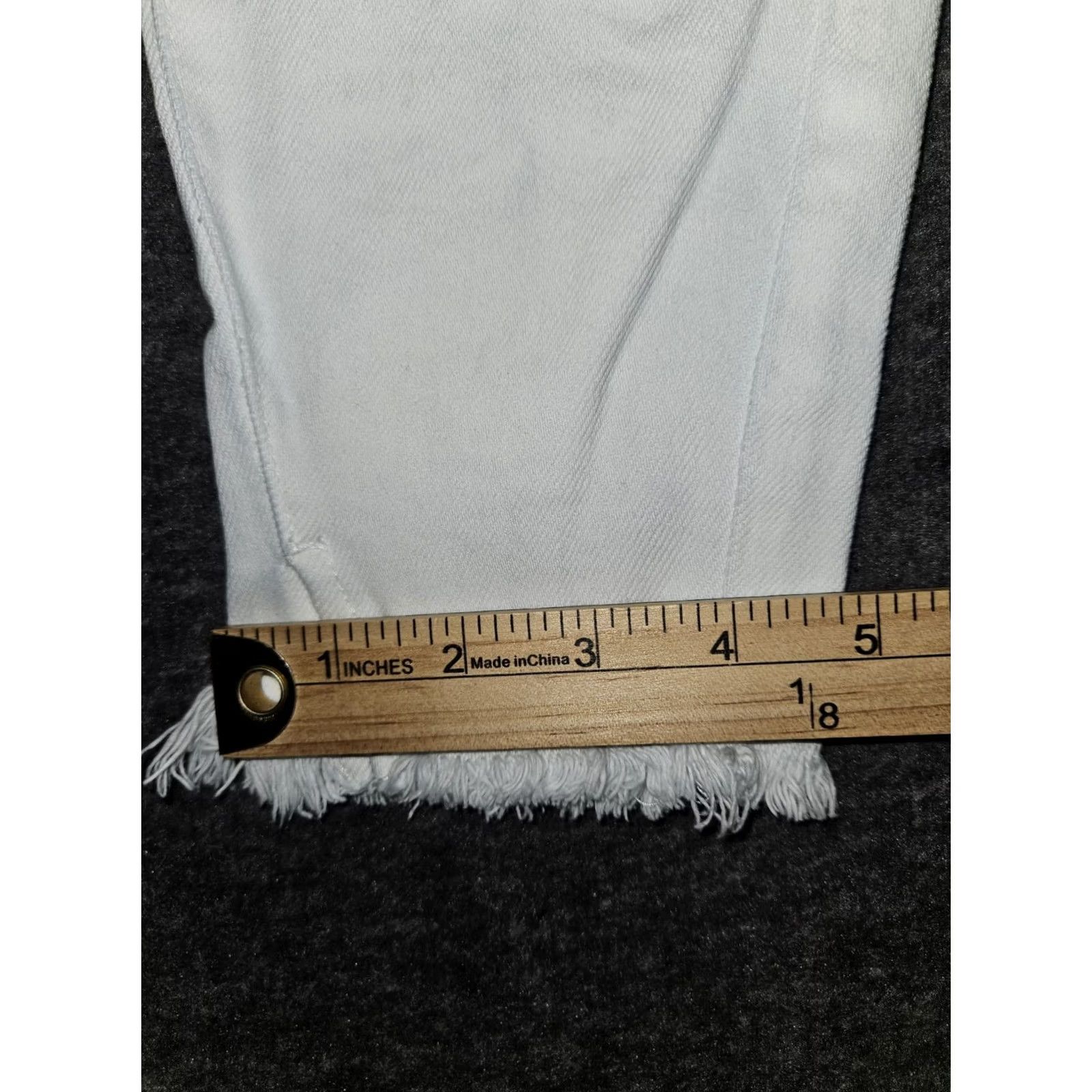 Vintage KanCan Jeans Juniors 7/27 White Skinny Ankle Fringe Slit Preppy City Denim Stretch Adjustable Inseam 25" Womens Size 28" / US 6 / IT 42 - 7 Thumbnail