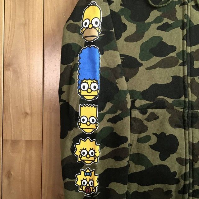 Bape BAPE × THE SIMPSONS 1st Camo Green Full Zip Hoodie APE Milo Size US M / EU 48-50 / 2 - 4 Thumbnail