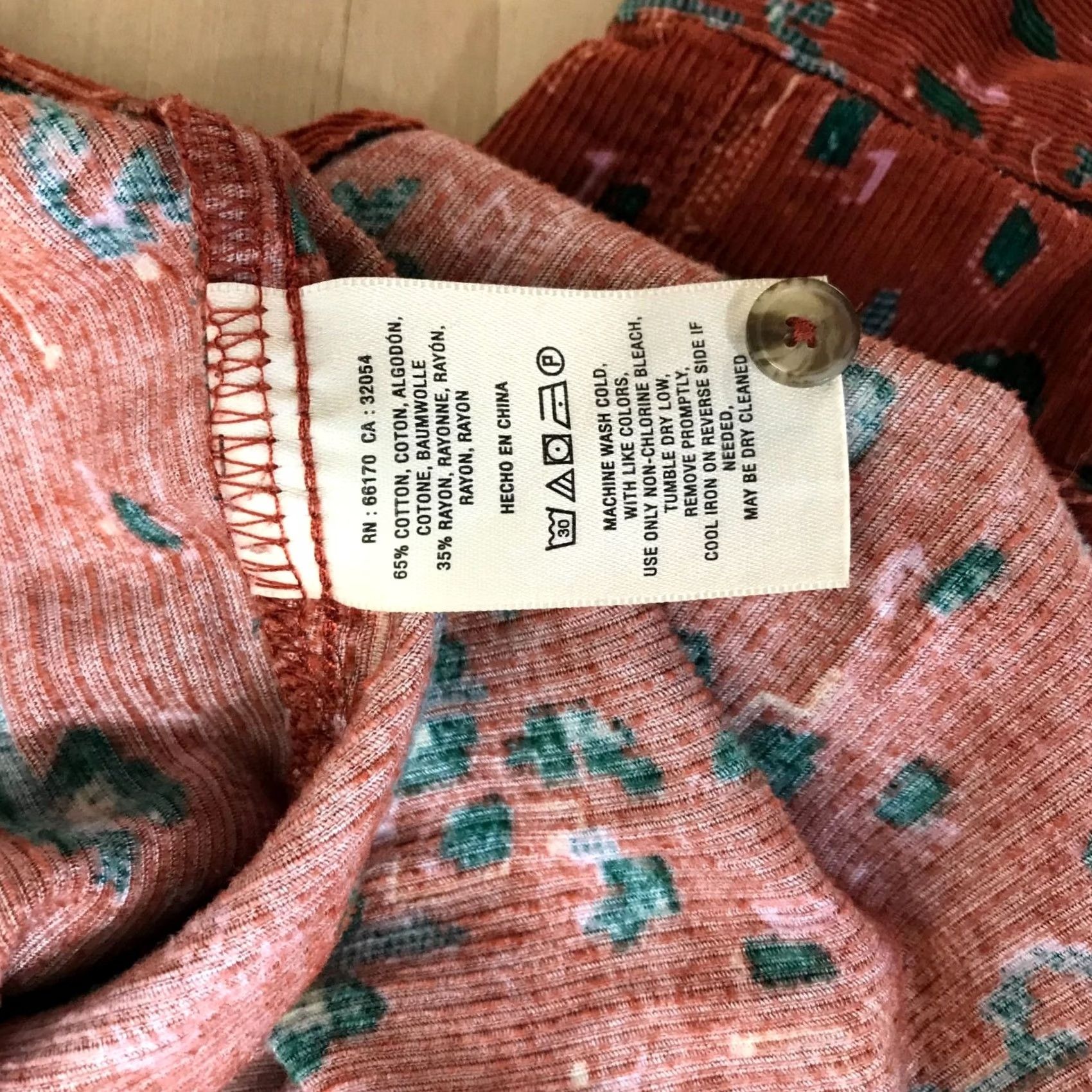 Anthropologie BUILDING BURNT ORANGE CORDUROY BUTTON UP SHIRT Womens 2 Size XS / US 0-2 / IT 36-38 - 8 Thumbnail