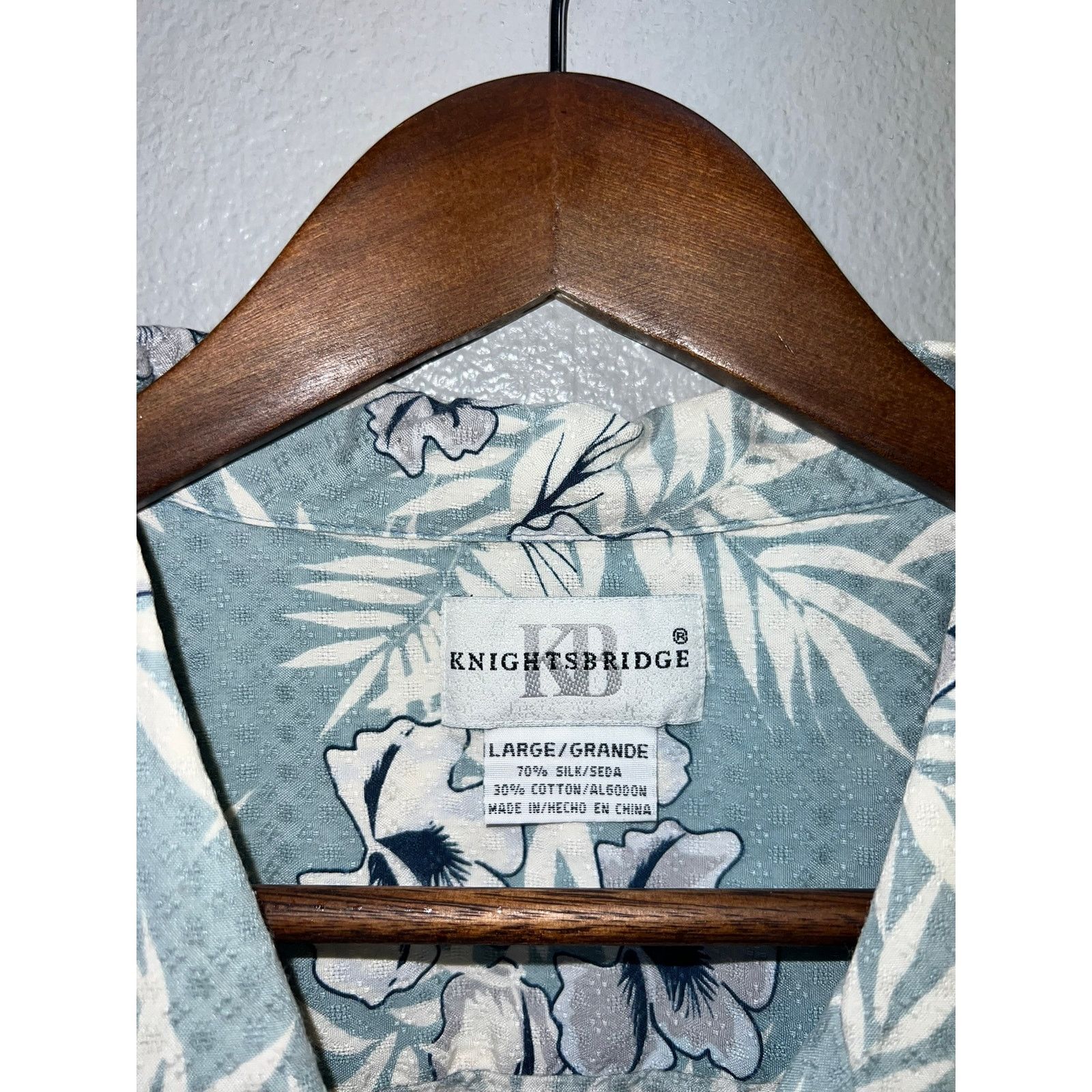 Vintage Knightsbridge Button Down Shirt Floral Green Mens Large Size US L / EU 52-54 / 3 - 6 Thumbnail