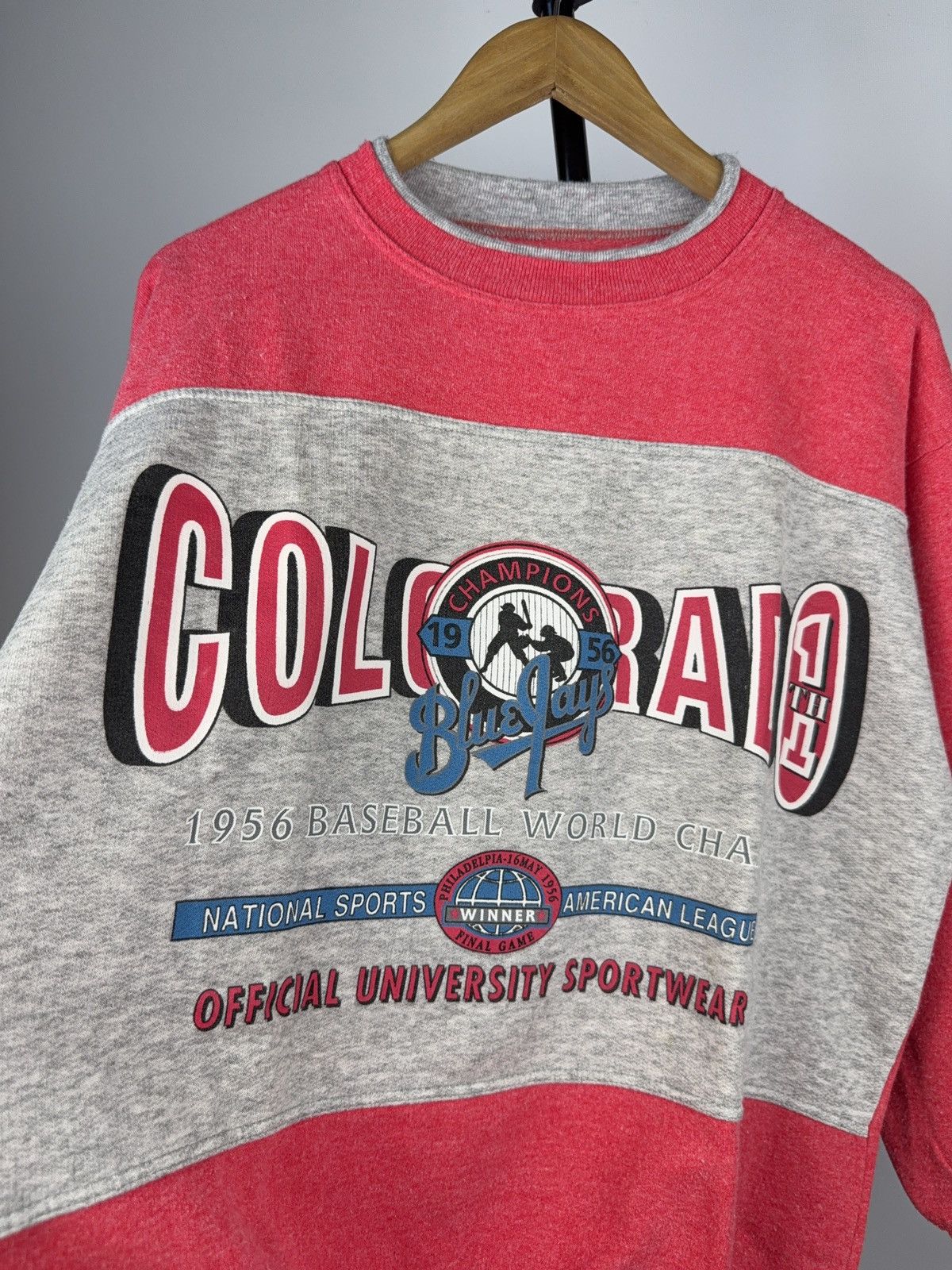 Vntg USA Retro 90s Style Baseball World Blue Jays Sweatshirt