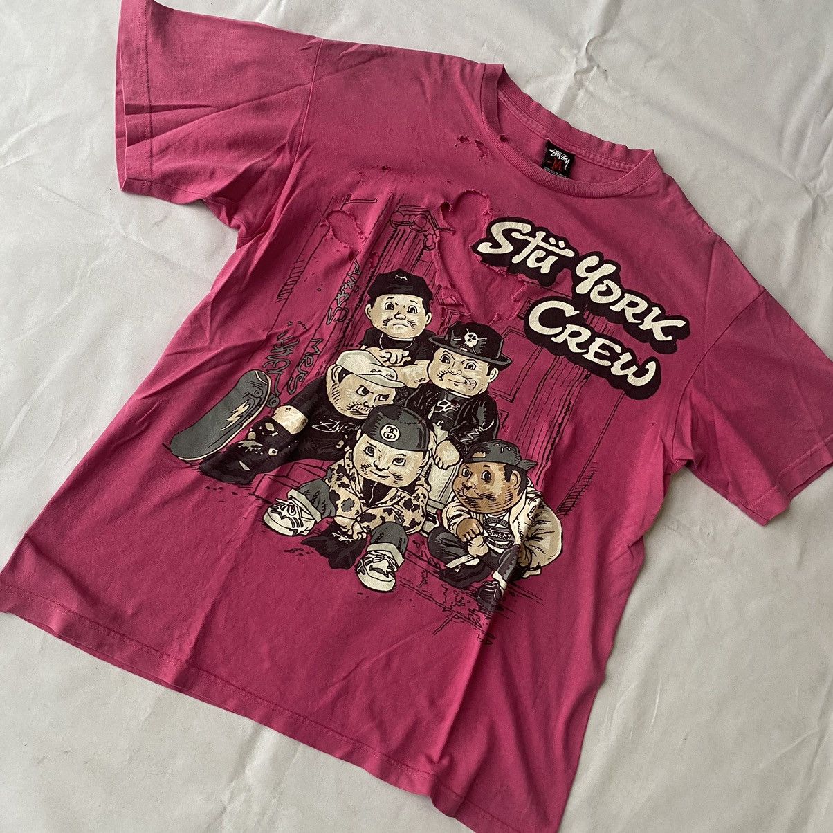 Stussy × Vintage Vintage Stussy x Pound Stu York Crew Distressed Tees Size US M / EU 48-50 / 2 - 3 Thumbnail