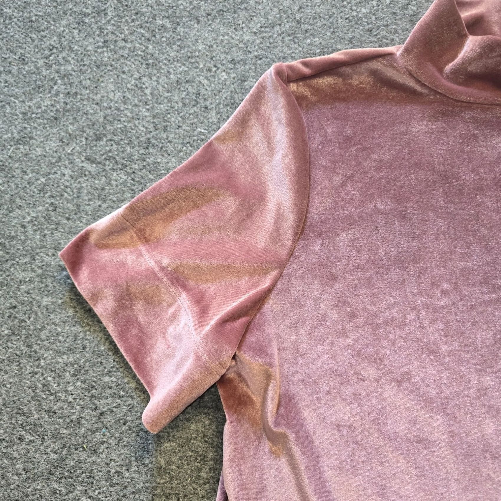 Anthropologie Anthropologie Top Womens Size L Pink Velour Short Sleeve Mock Neck Casual Blouse Size L / US 10 / IT 46 - 3 Thumbnail