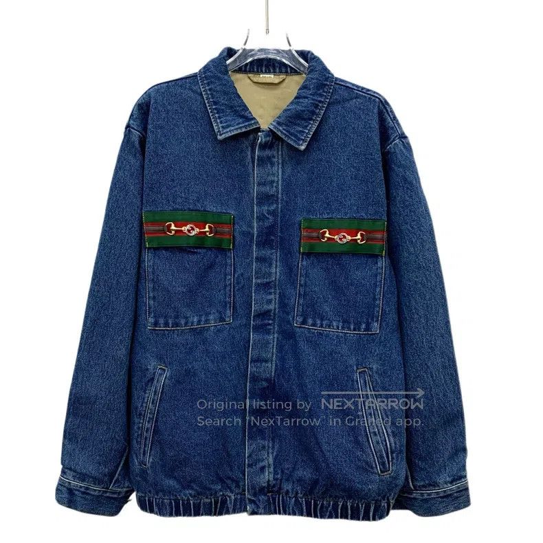 Gucci Gucci Dark blue horse buckle cotton lapel single-breasted Size US S / EU 44-46 / 1 - 1 Thumbnail