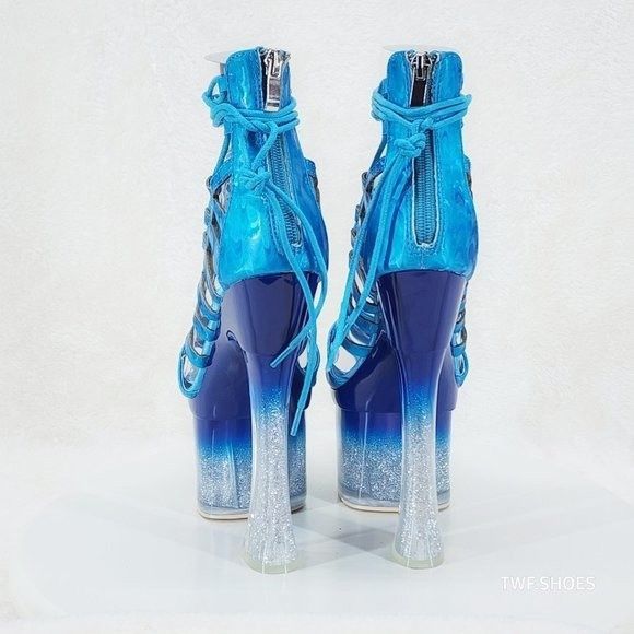 Other Bulls Blue Strappy Gradient Ombre Glitter Tint Platform & Ch Size US 8.5 / IT 38.5 - 5 Thumbnail