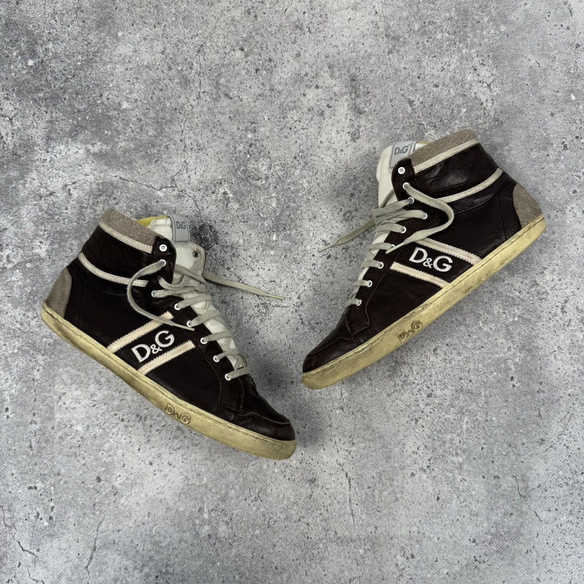 Dolce & Gabbana Dolce & Gabbana Hi Top Leather Sneakers Rare D&G Logo Size US 10 / EU 43 - 2 Thumbnail