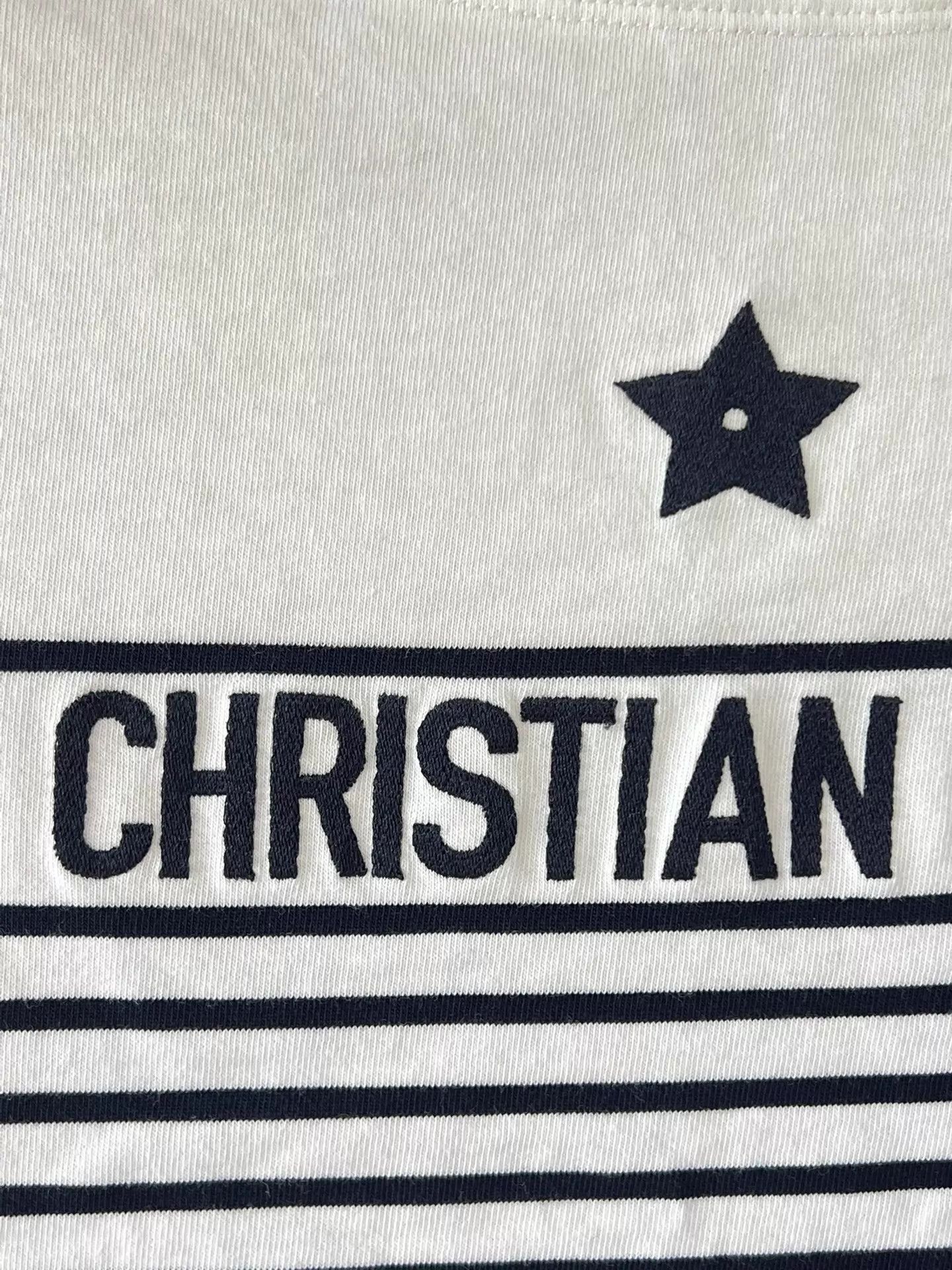 Dior Dior B&W Stripe Lucky Star Logo Embroidered Tee XS Size XS / US 0-2 / IT 36-38 - 5 Thumbnail