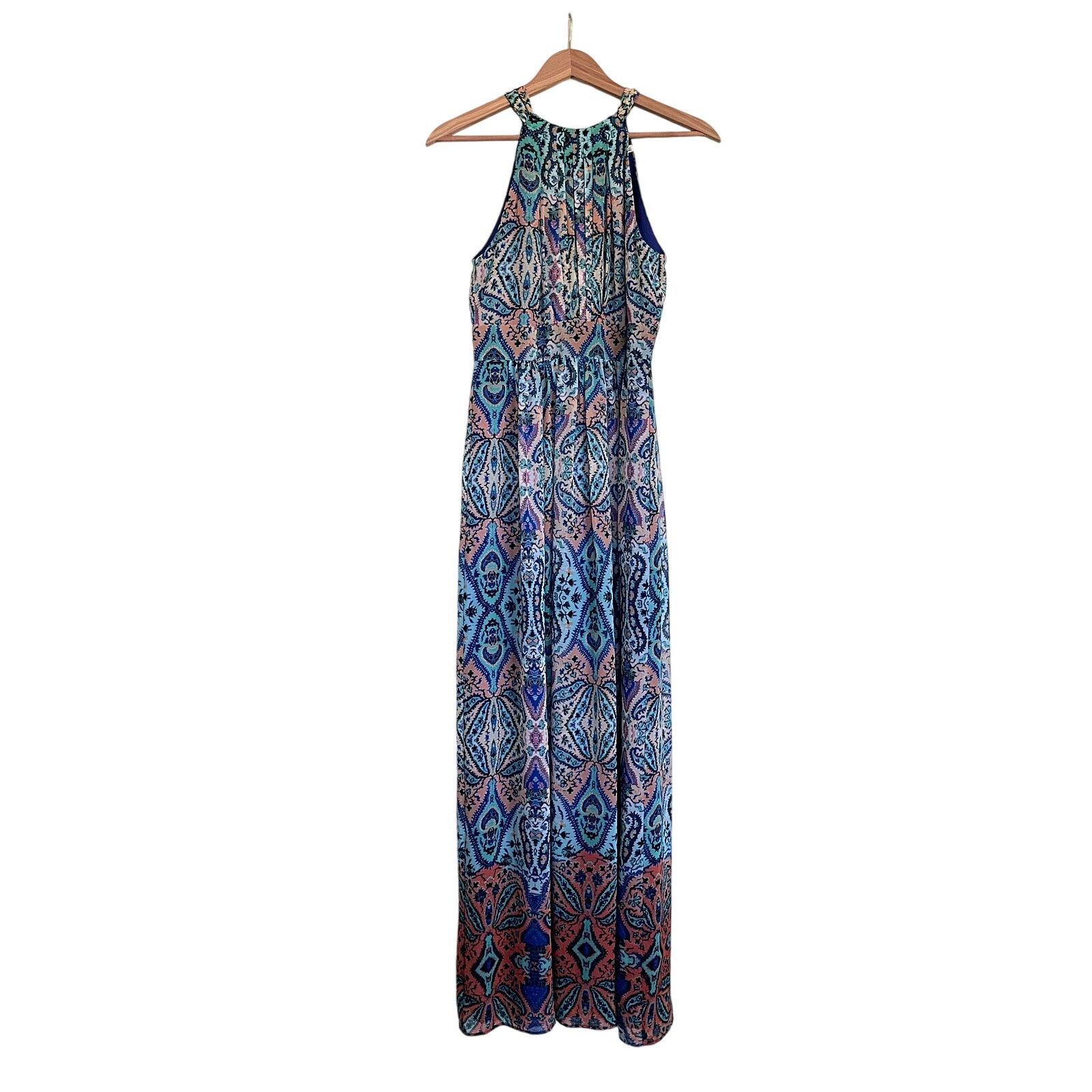 Other Eliza J Paisley Patchwork Print Boho Halter Neck Maxi Dress Size S / US 4 / IT 40 - 1 Thumbnail