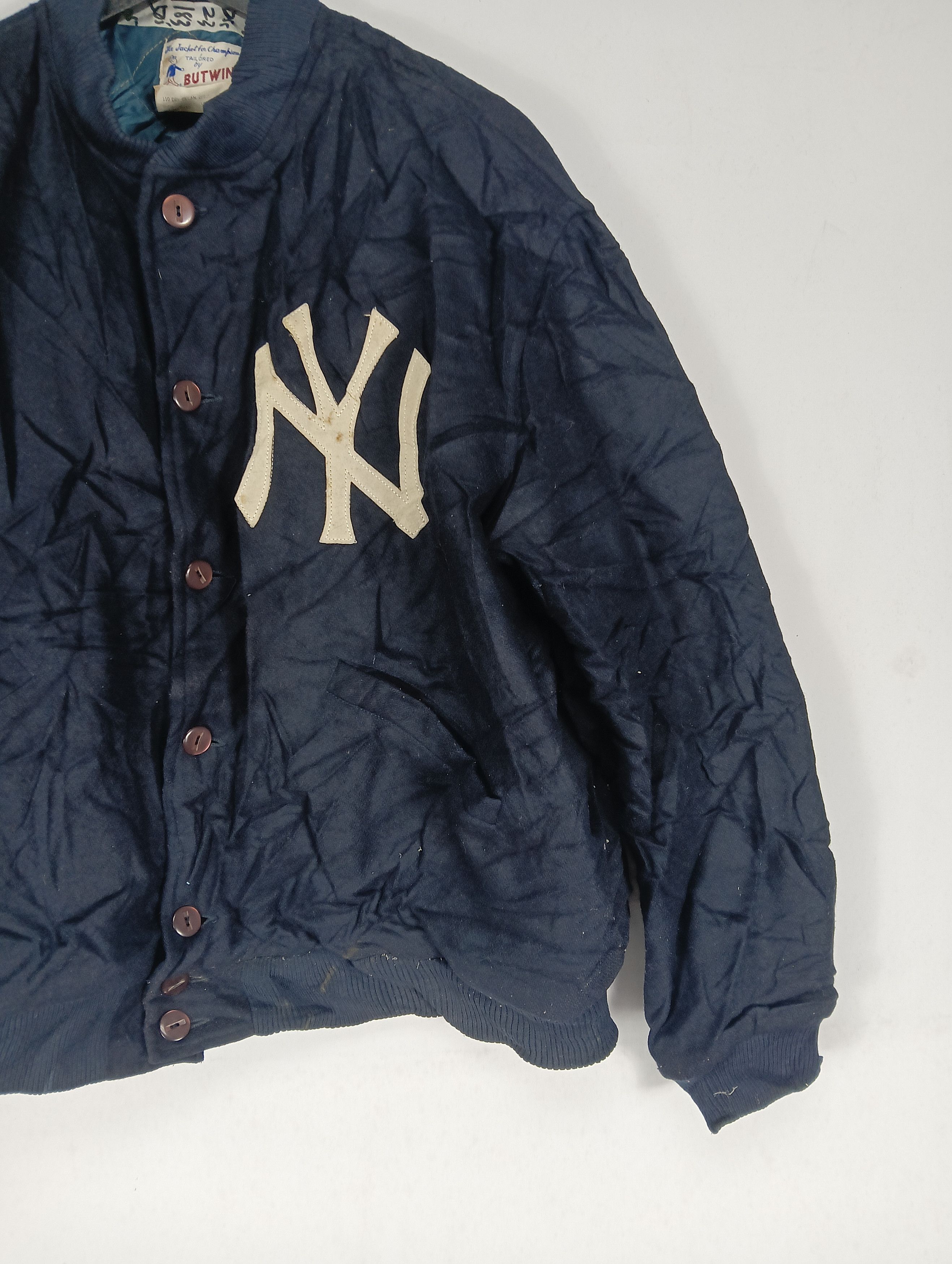 Vintage BUTWIN JACKET 60-70s NY MLB NEW YORK YANKEES BIG LOGO RARE Size US XXL / EU 58 / 5 - 2 Thumbnail