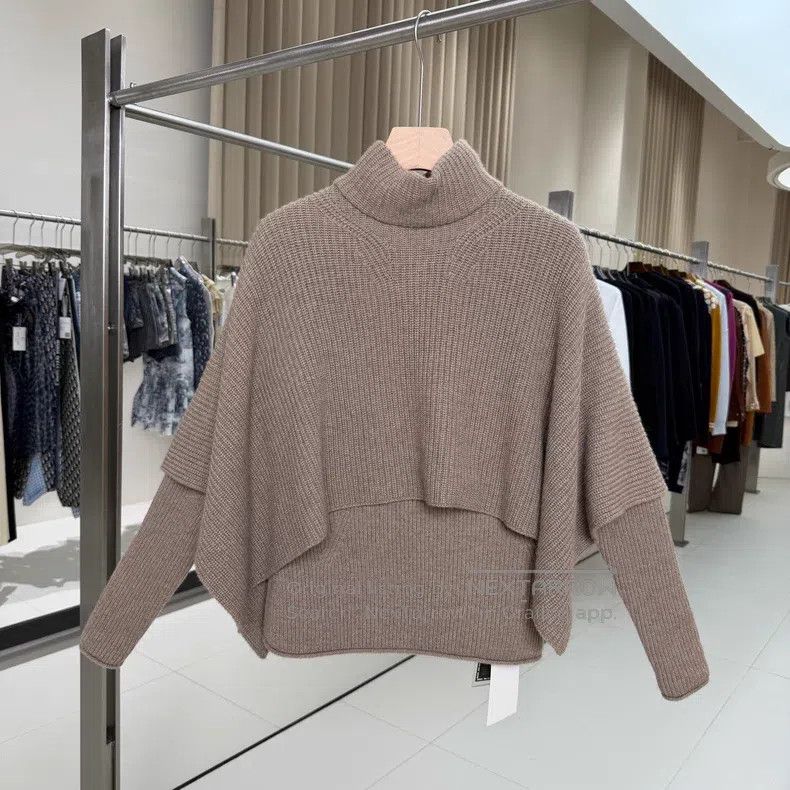 Hermes Hermes Brown cashmere fake two-piece cloak base layer swea Size US M / EU 48-50 / 2 - 1 Thumbnail
