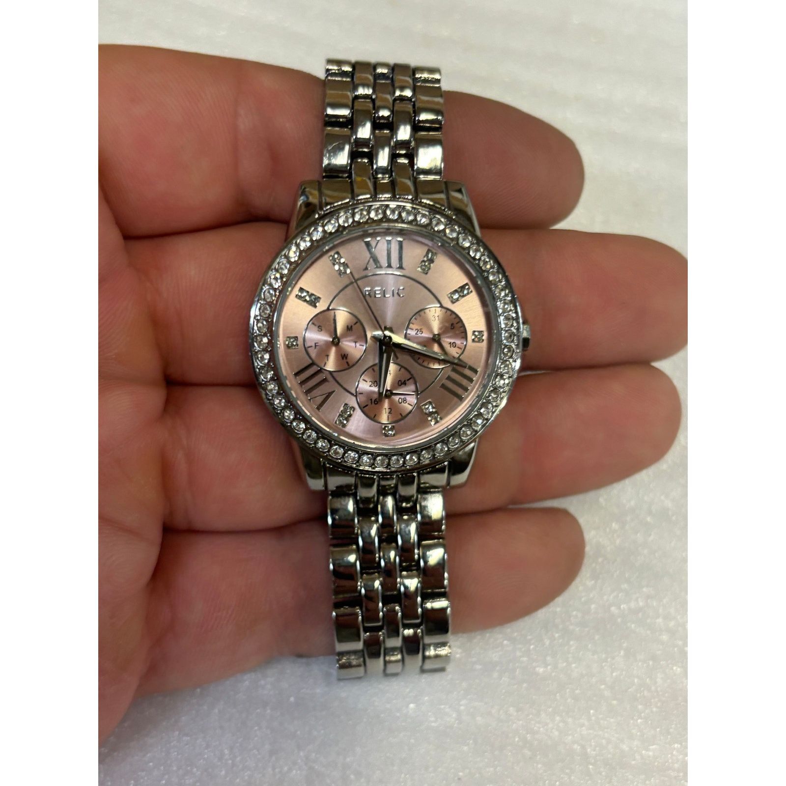 Relic Relic Silver Tone Pink Dial Womens Watch! New Battery. Size ONE SIZE - 2 Thumbnail