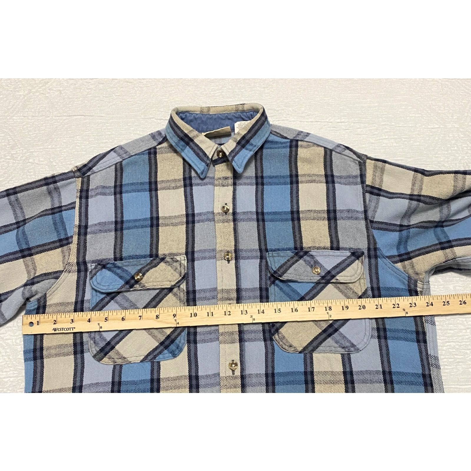 Vintage VINTAGE M Fine & Sons Heavy Flannel Long Sleeve Shirt L Blue Plaid 90s Mens Shirt Size US L / EU 52-54 / 3 - 5 Thumbnail