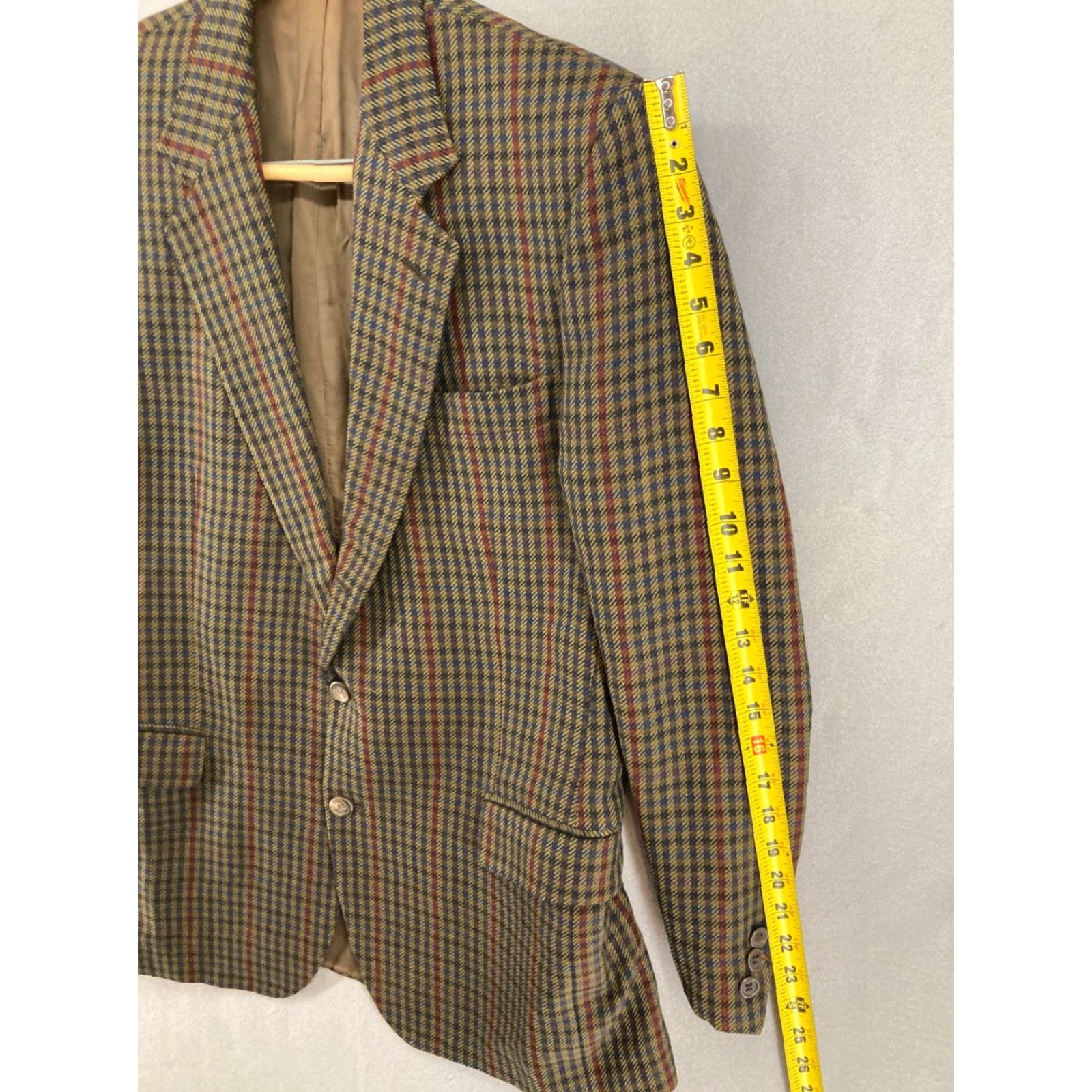 Vintage VINTAGE Hield Brothers Sport Coat Mens Brown Plaid Wool Jacket Size 43 Italian Made Classic Fit Size US XS / EU 42 / 0 - 4 Thumbnail