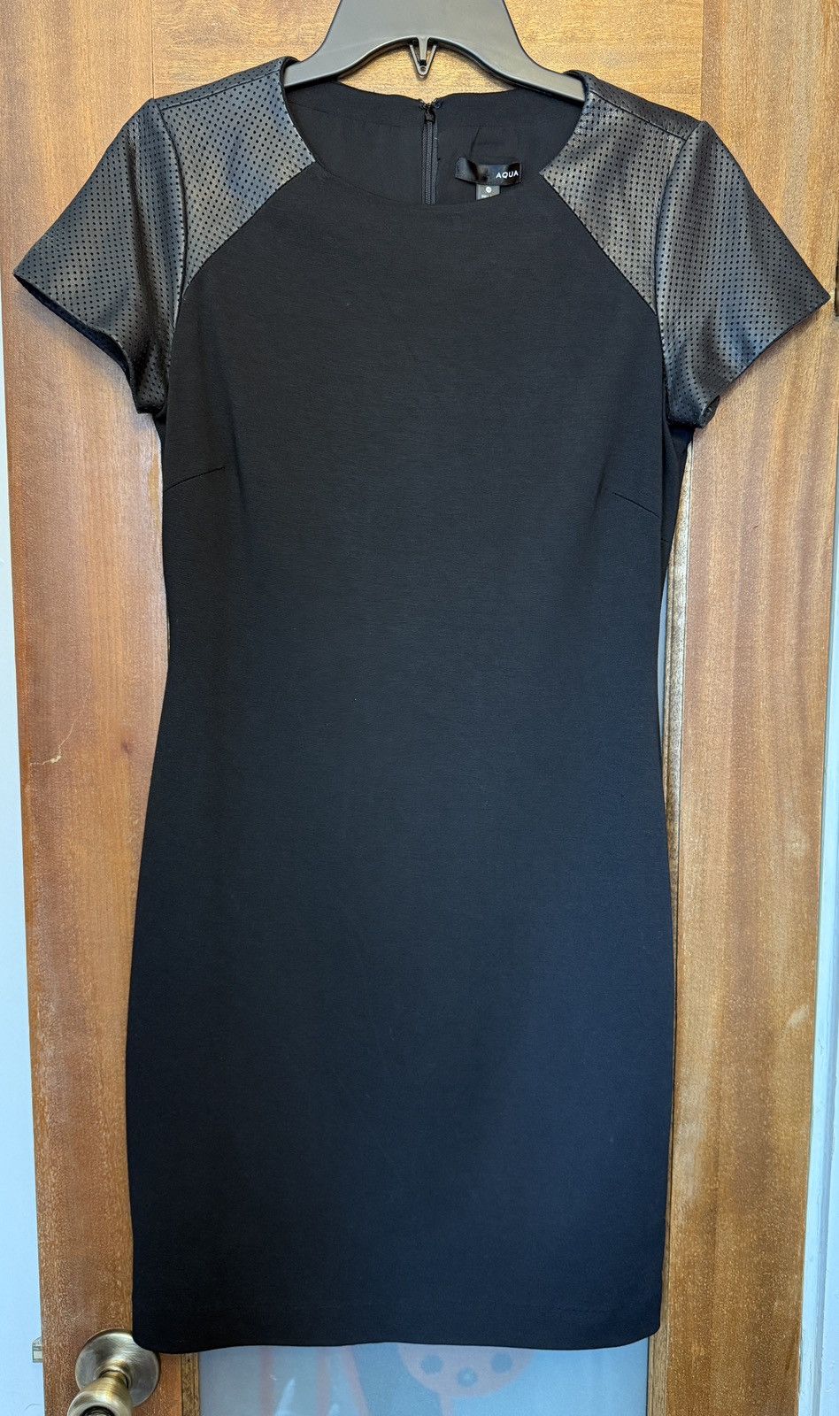 AQUA Aqua Sexy Black Sheath Dress Leather Cap Sleeve Medium Size M / US 6-8 / IT 42-44 - 1 Thumbnail