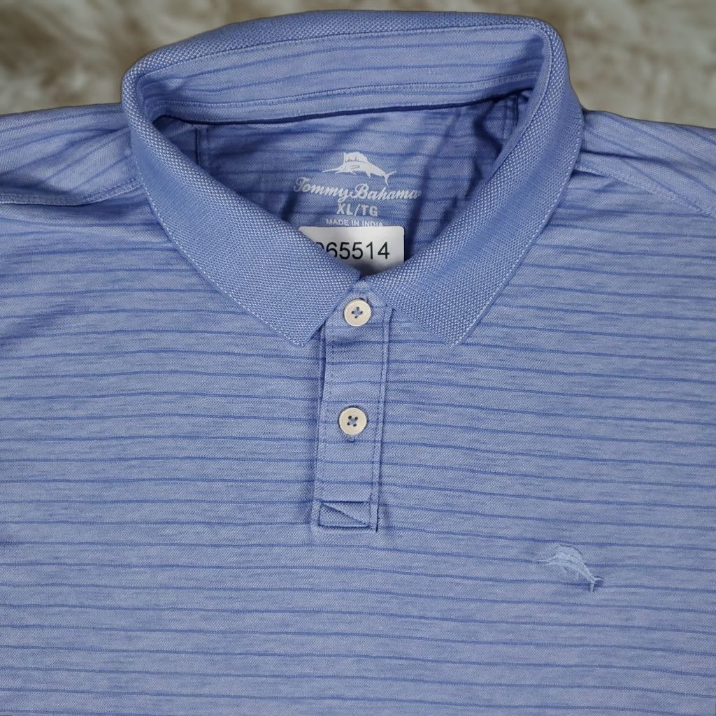 Tommy Bahama Tommy Bahama Polo Shirt Mens XL Blue Striped Marlin Golf Short Sleeve Shirt Size US XL / EU 56 / 4 - 1 Thumbnail