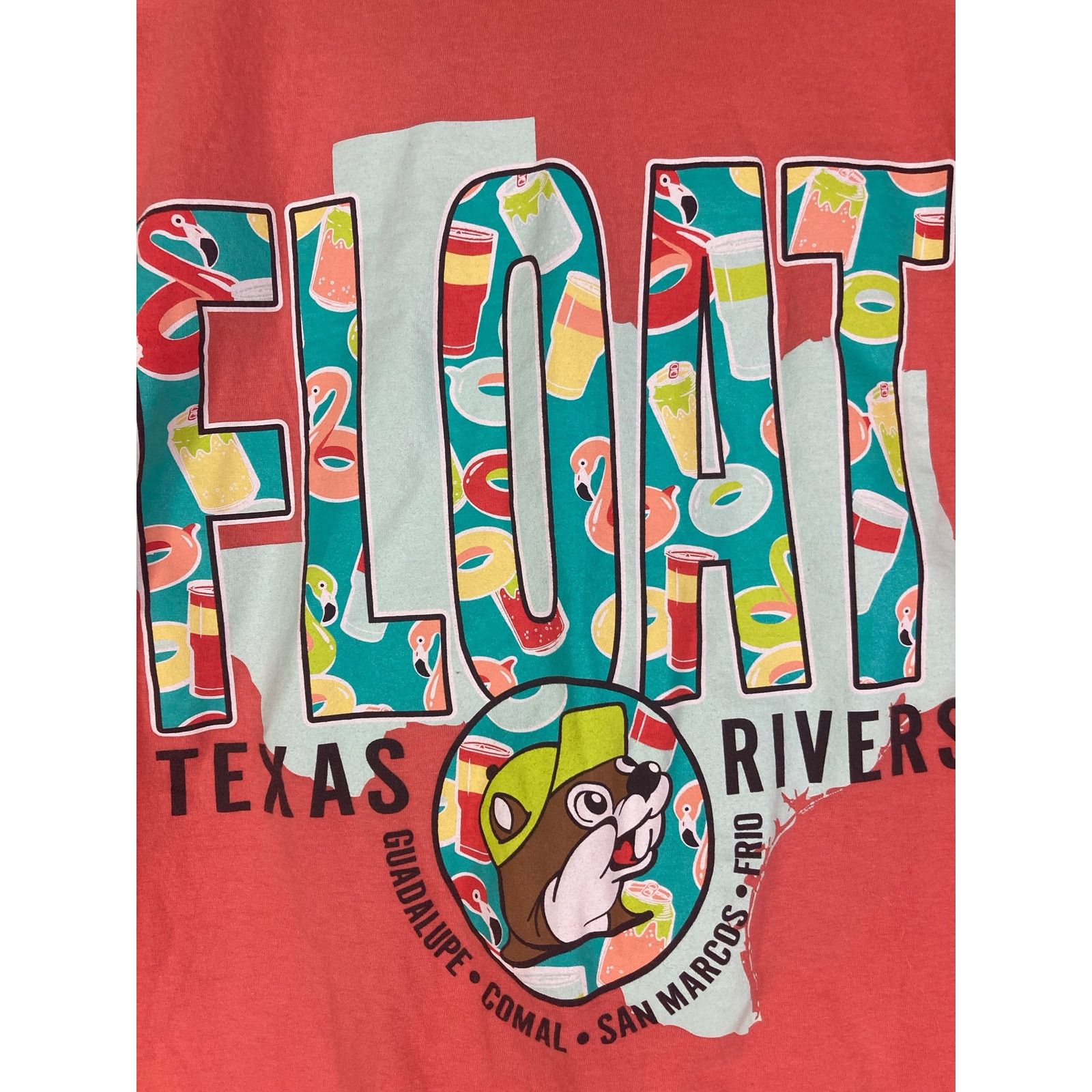 Other Buc-ee's Float Texas Rivers Graphic T-Shirt Small Coral Size US S / EU 44-46 / 1 - 9 Thumbnail