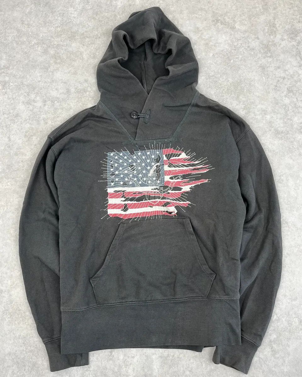 Polo Ralph Lauren Ralph Lauren Dark Grey Distressed USA Flag Hoodie Size US S / EU 44-46 / 1 - 1 Thumbnail