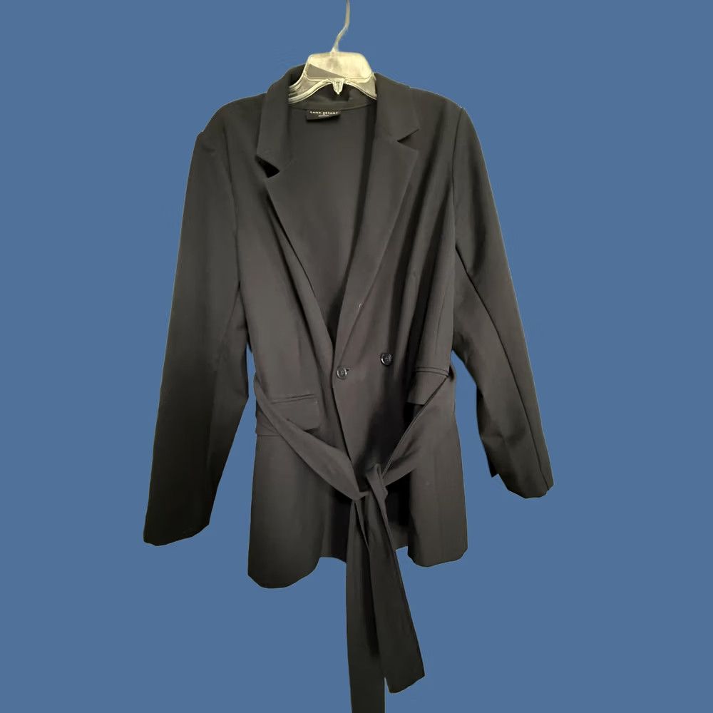 Vintage Lane Bryant Womens Blazer Jacket 18 Navy Blue Belted 2 Button Lined Stretch Plus Size XXL / US 16-18 / IT 52-54 - 1 Thumbnail