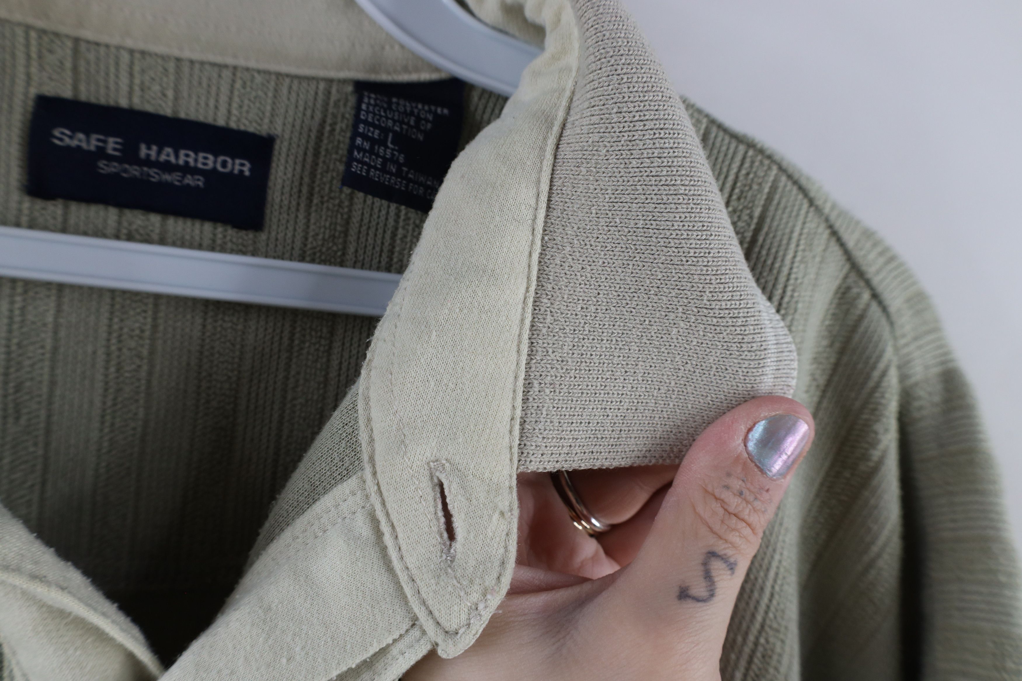 Vintage Vintage 90s Streetwear Ribbed Knit Long Sleeve Pullover Polo Size US L / EU 52-54 / 3 - 6 Thumbnail