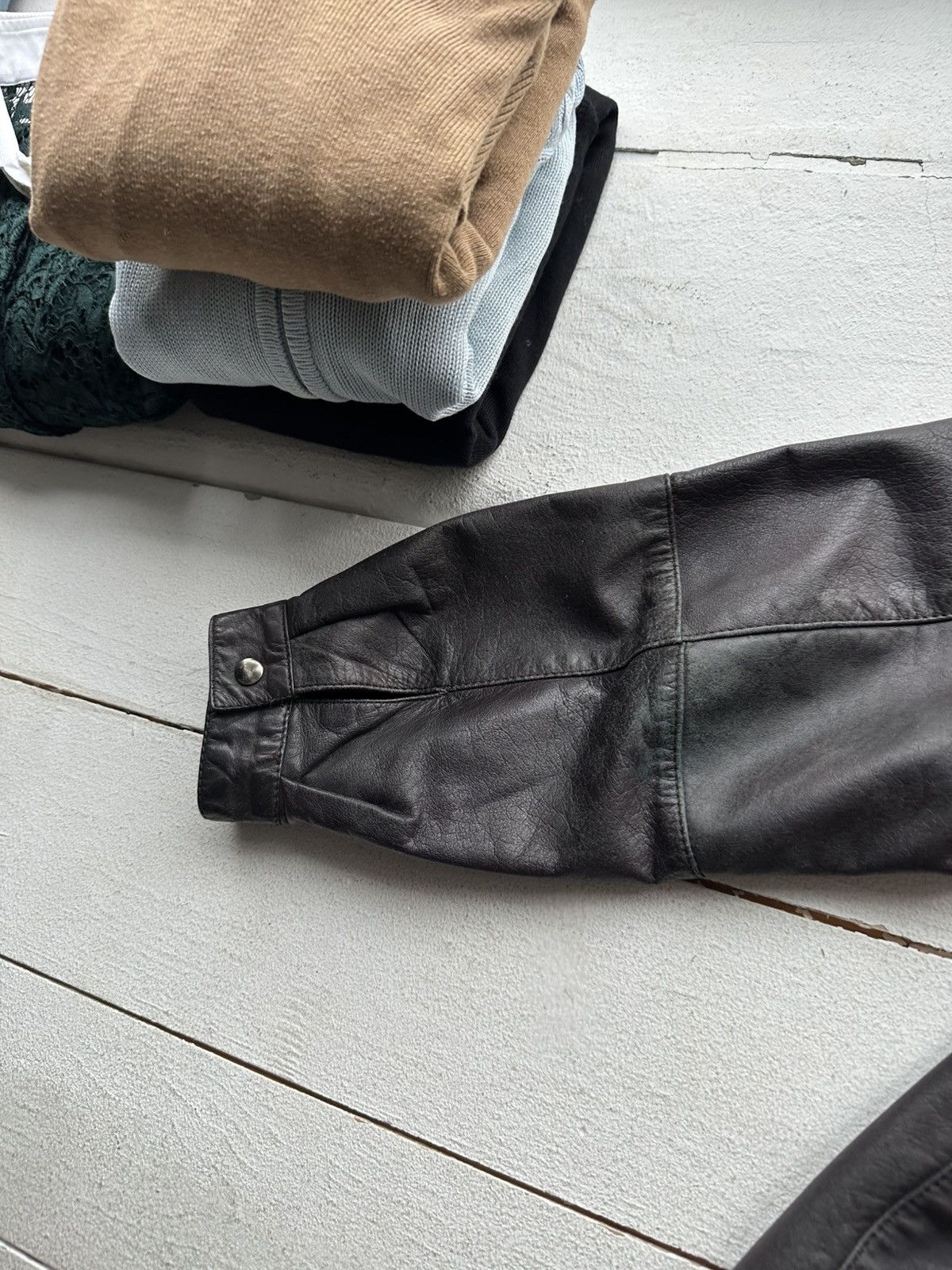 Other 🚨VNTG LEATHER JACKET AVANT GARDE ASYMMETRICAL BLACK MOTO Size US S / EU 44-46 / 1 - 16 Thumbnail