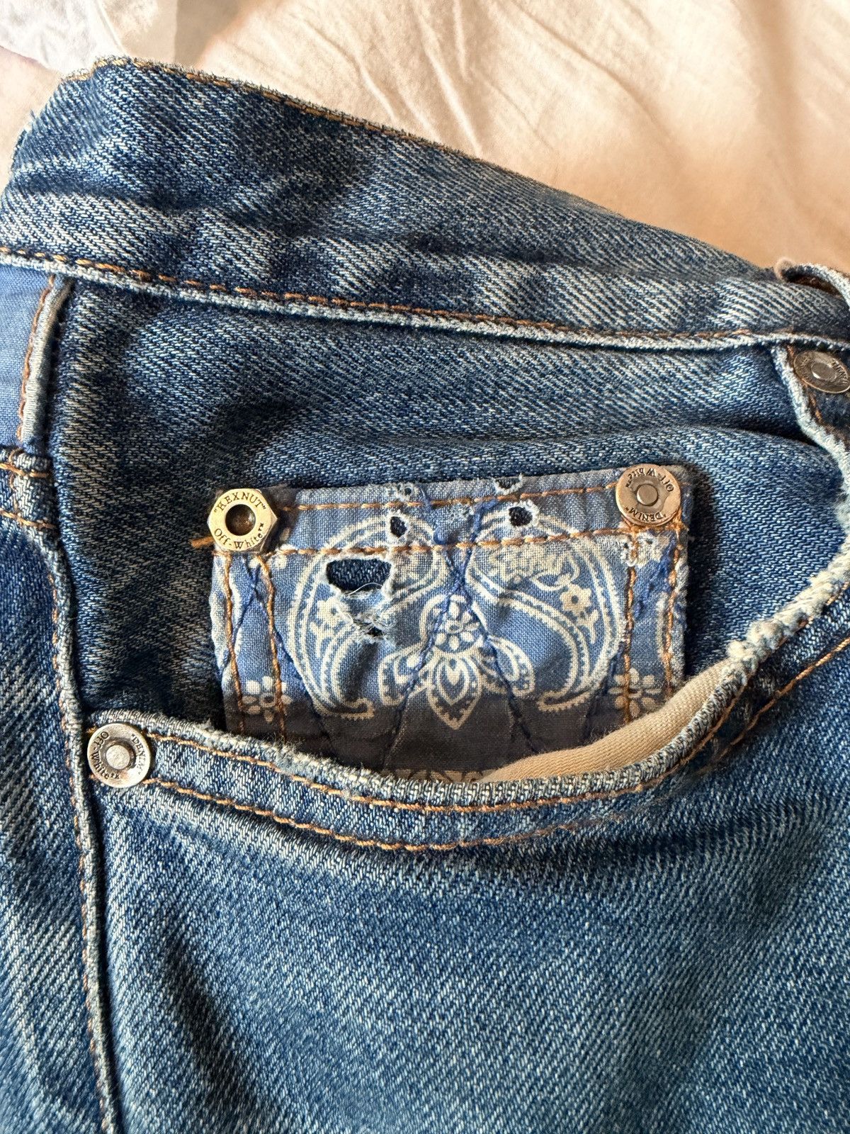 Off-White Off-White Blue Bandana Denim Jeans Size US 33 - 5 Thumbnail