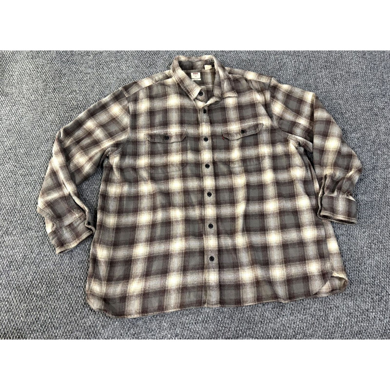 Levi's Levi's Shirt Mens 2XL Brown Plaid Flannel Long Sleeve Button Front Casual Size US XXL / EU 58 / 5 - 2 Thumbnail
