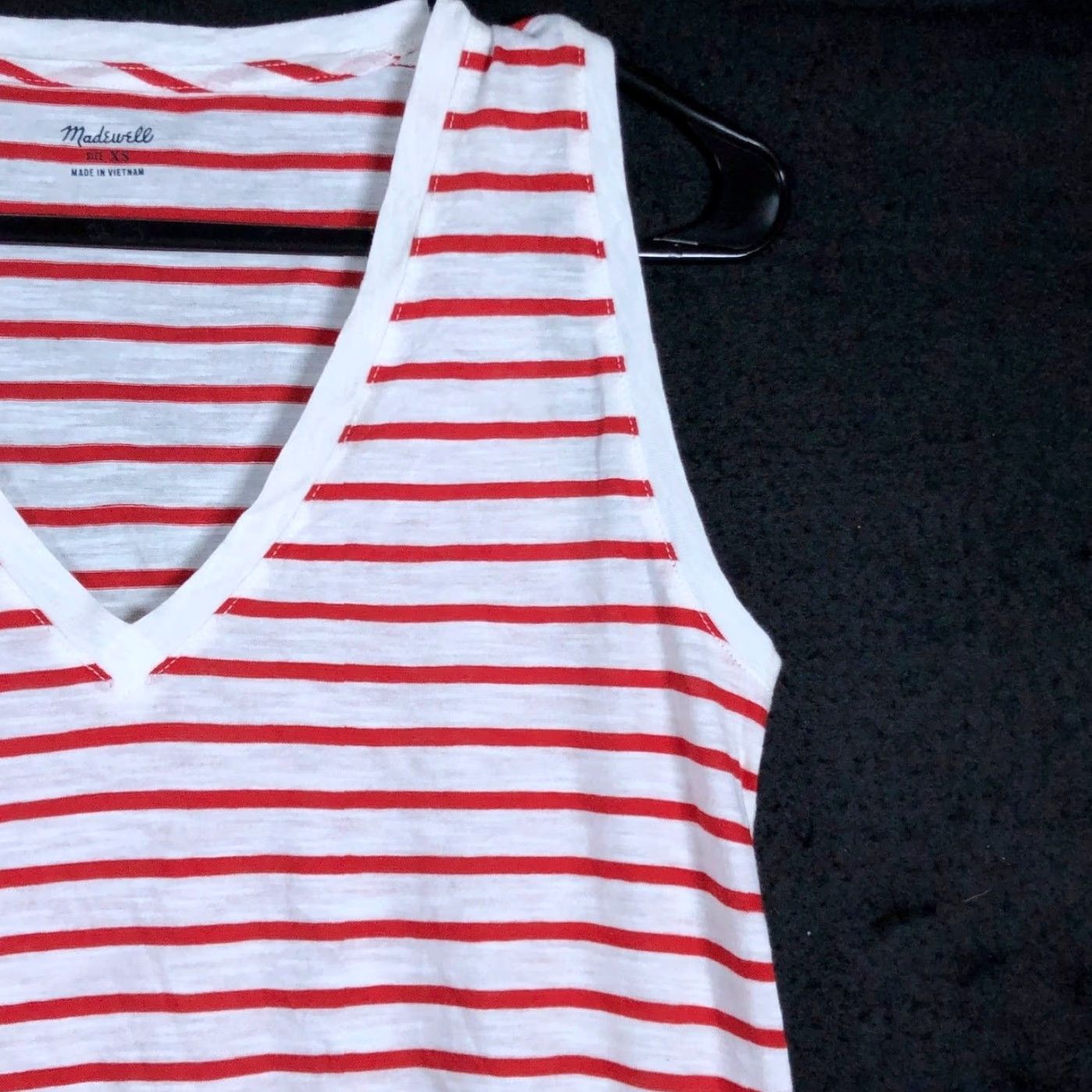 Madewell VINTAGE Madewell Womens Shirt White Red Stripe V Neck Tank Lightweight Casual XS Size XS / US 0-2 / IT 36-38 - 5 Thumbnail