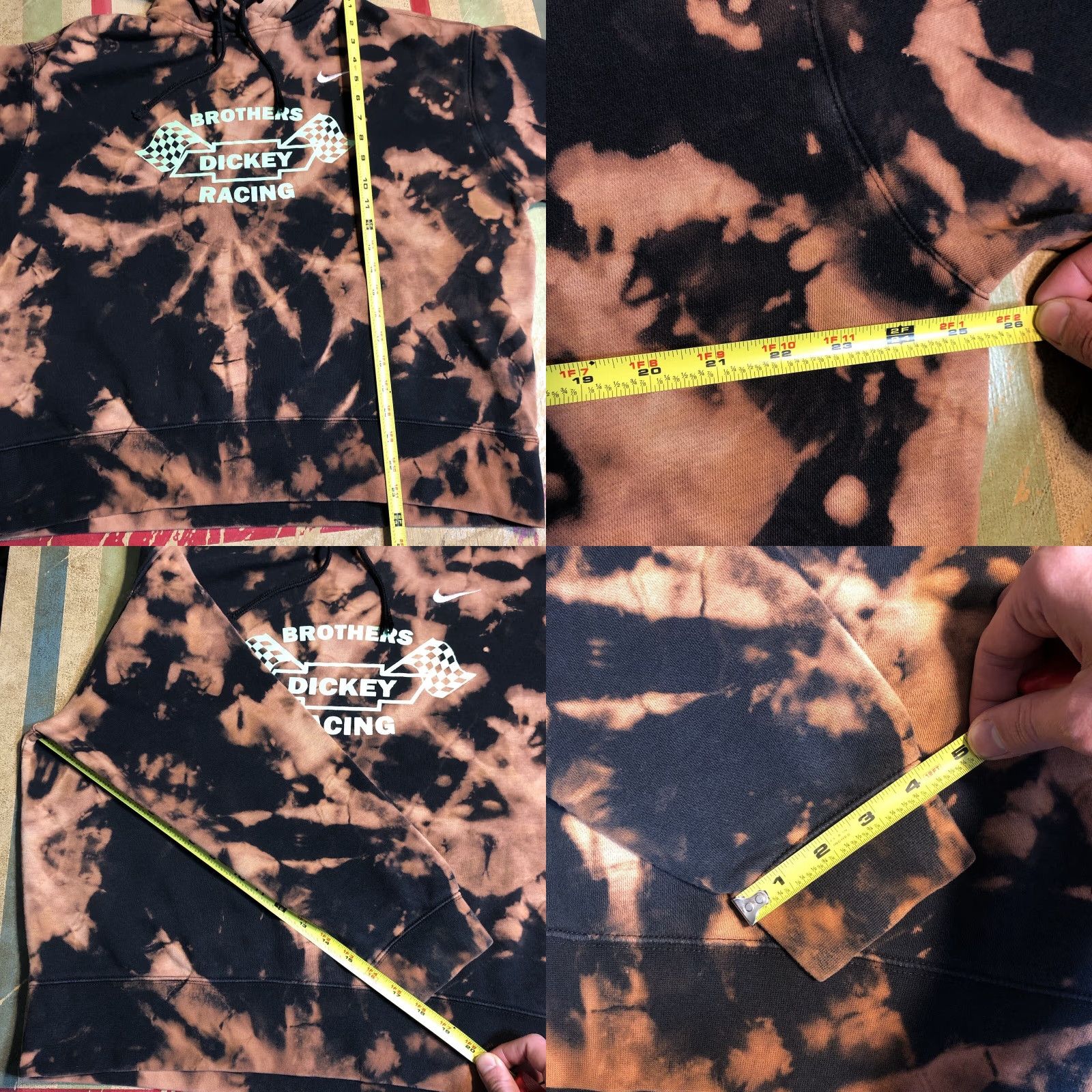 Nike VINTAGE Nike Hoodie Womens L Sweatshirt Acid Wash Tie Dye Black Glitter Dickey Racing Size L / US 10 / IT 46 - 8 Thumbnail