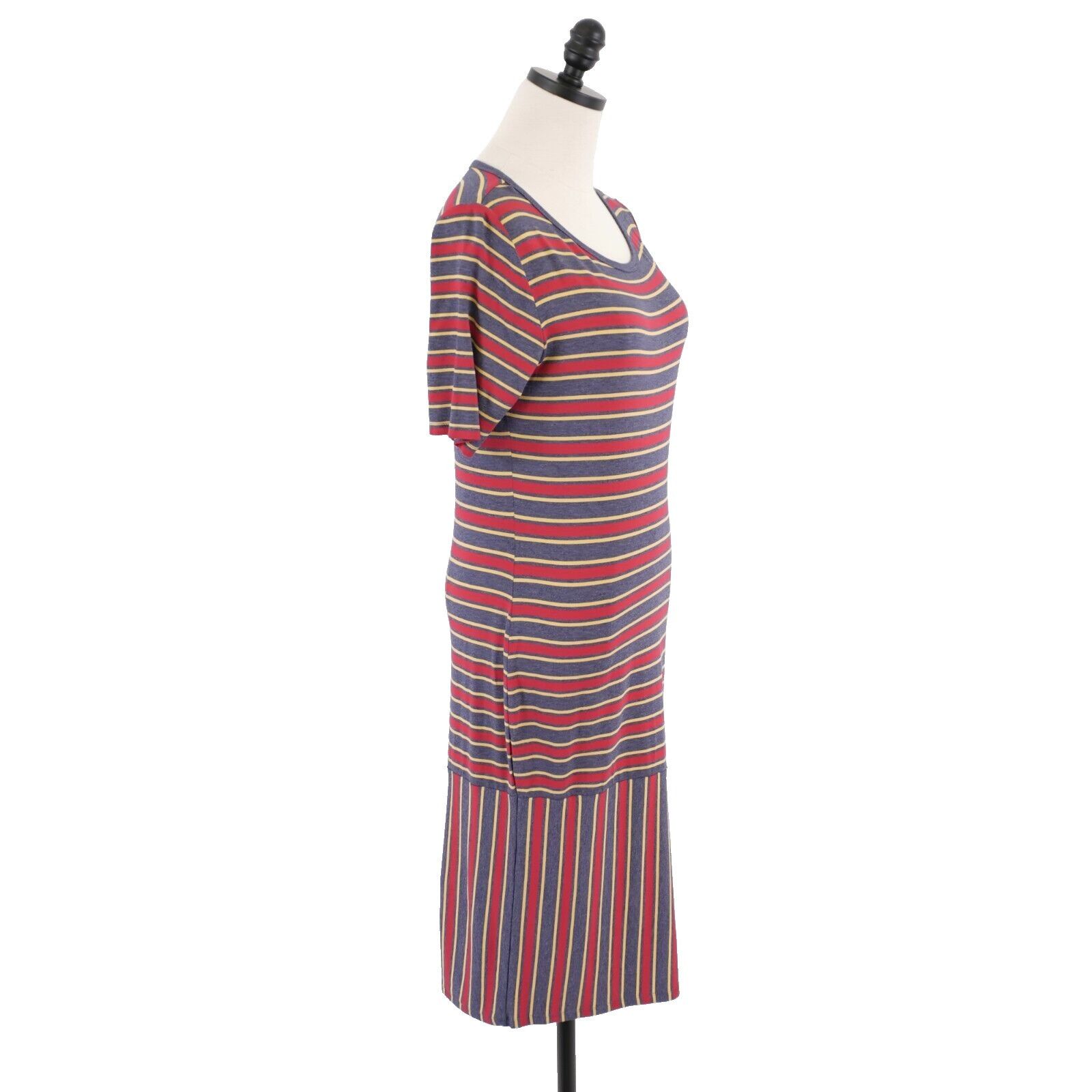 Designer NEW LuLaRoe Julia Gray Red Striped Bodycon Dress Medium Shor Size M / US 6-8 / IT 42-44 - 7 Thumbnail
