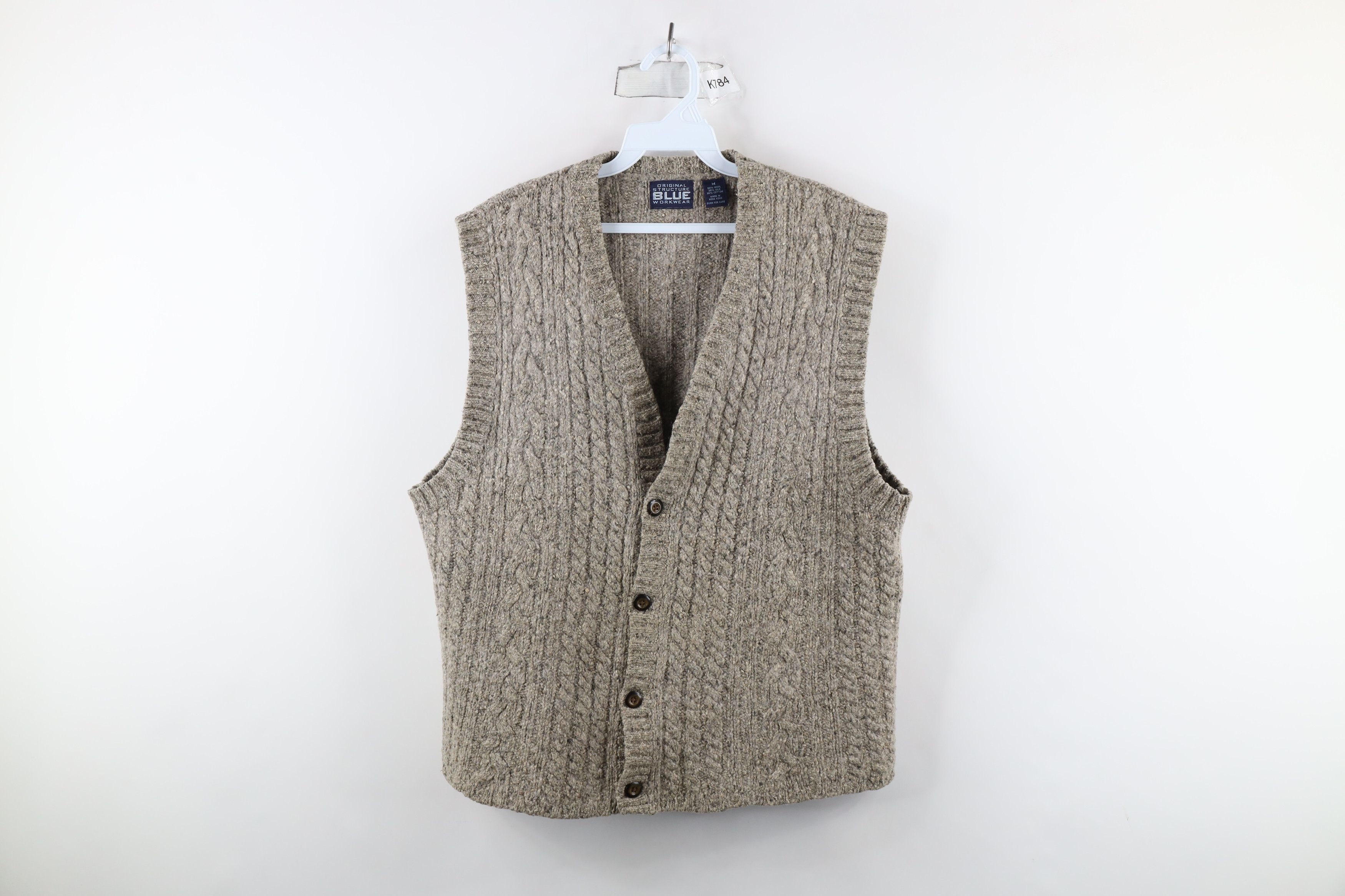 Vintage Vintage 90s Streetwear Cable Knit Cardigan Sweater Vest Size US M / EU 48-50 / 2 - 1 Thumbnail